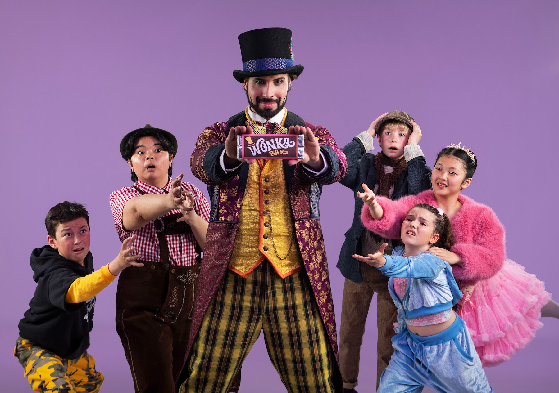 1. TUTS 2025. Charlie and the Chocolate Factory (L to R) Callum Templeton, Angus Silva, Peter Ricardo, Henry Sudds, Elle Hanson, Mana Nakamura. Photo credit Emily Cooper copy.jpeg