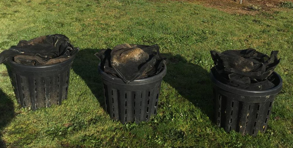 Three Anti Spiral pots holding 71 Boostabags - 45 litre