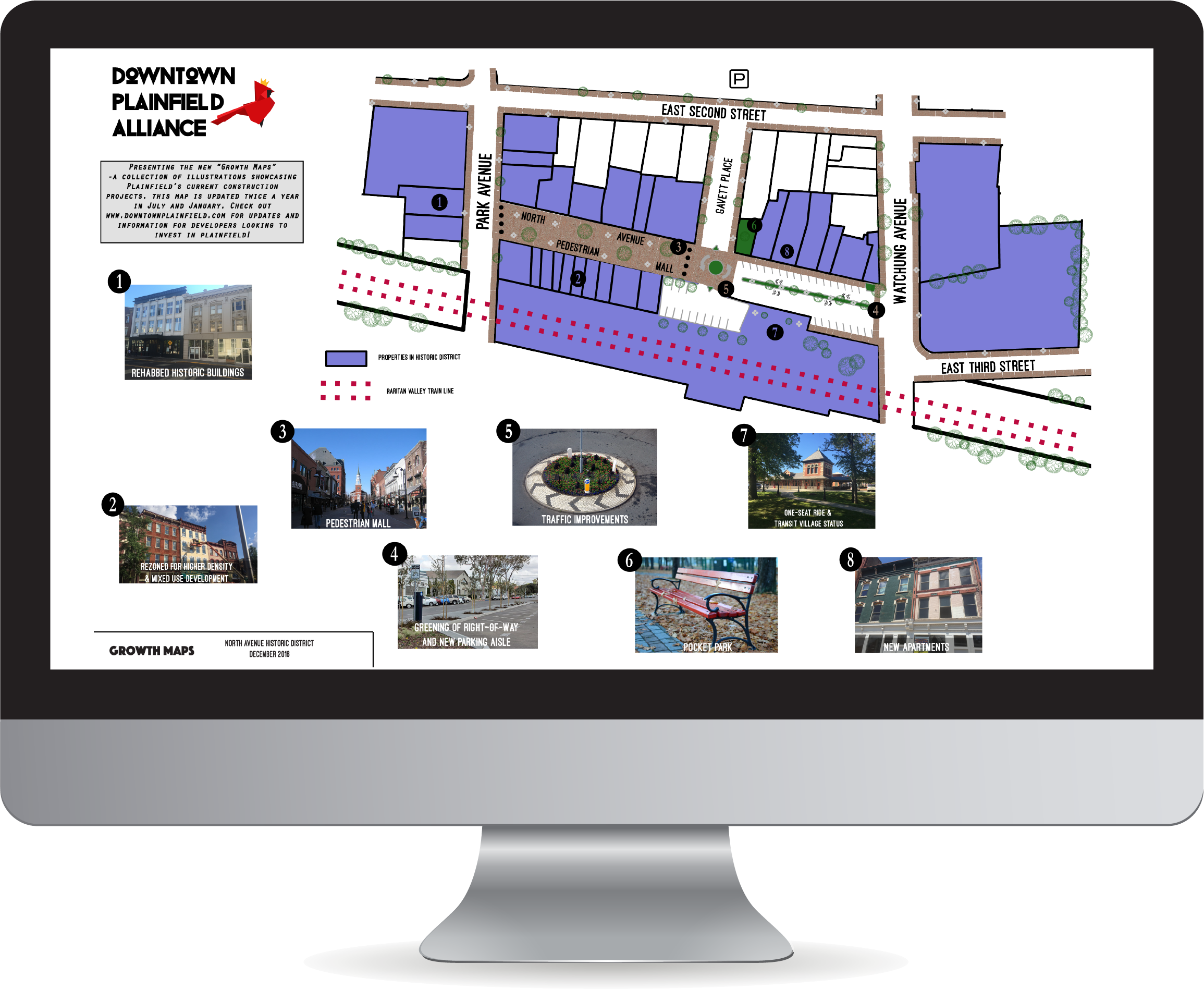 Plainfield Growth Maps March 1, 2017 The Downtown Plainfield Alliance growth maps show all new development in Plainfield, NJ. The series of 4 maps are updated bi-annually in July and January.