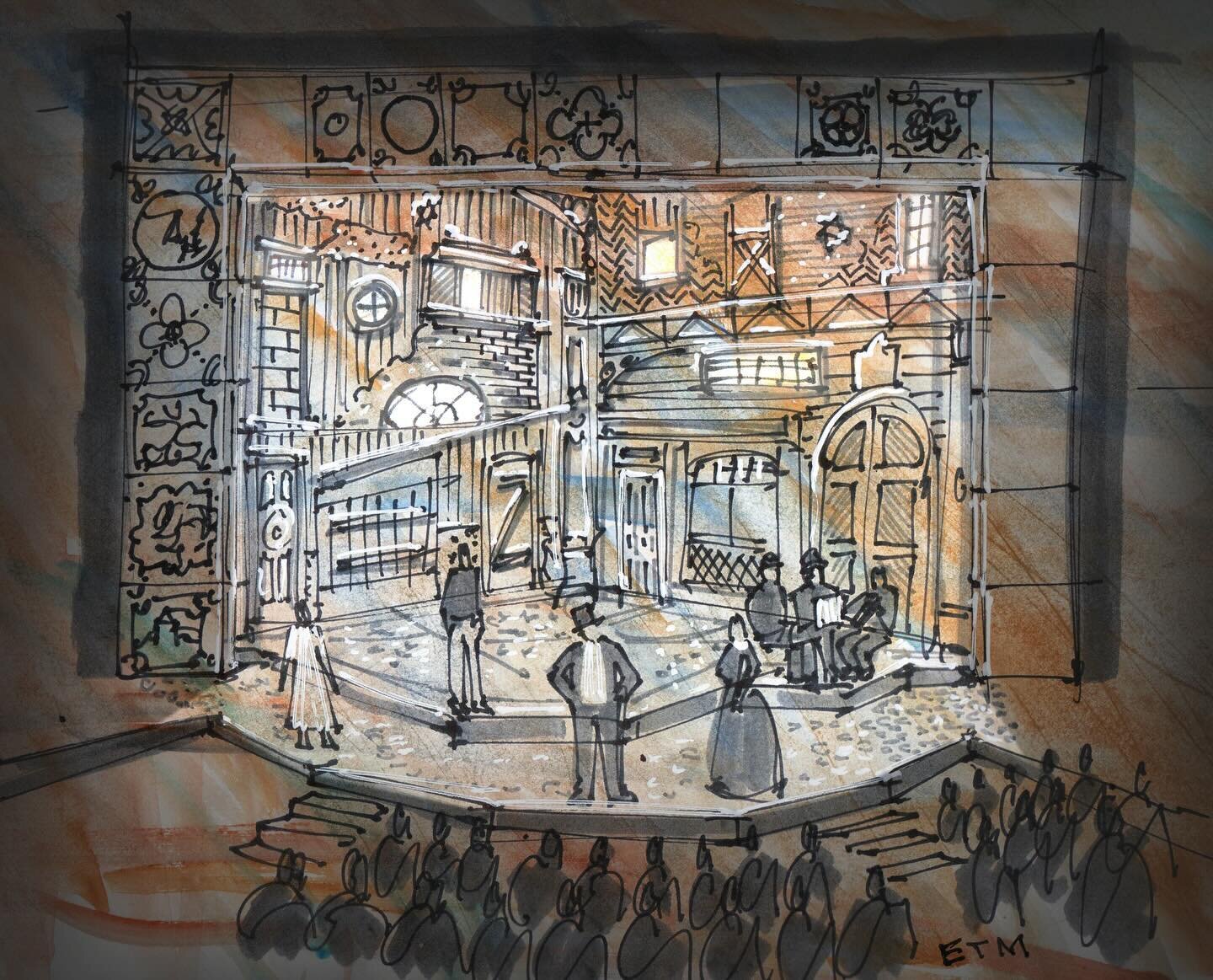 archive first sketch for A CHRISTMAS CAROL @alabamashakespeare directed by @rickdildine #setdesign #conceptsketch #drawing #scenicdesign #scenography