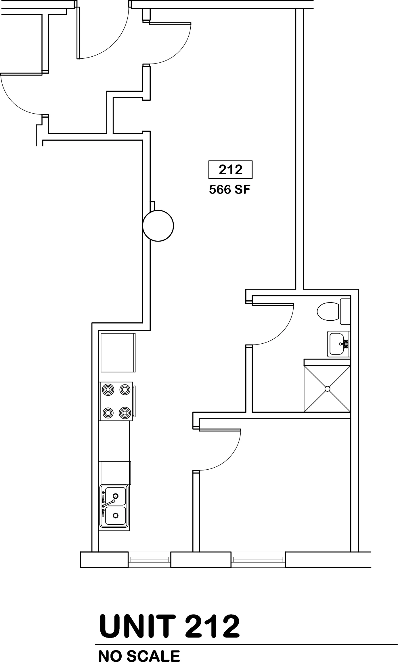 1 bed / 1 bath $500 / 566 sq ft