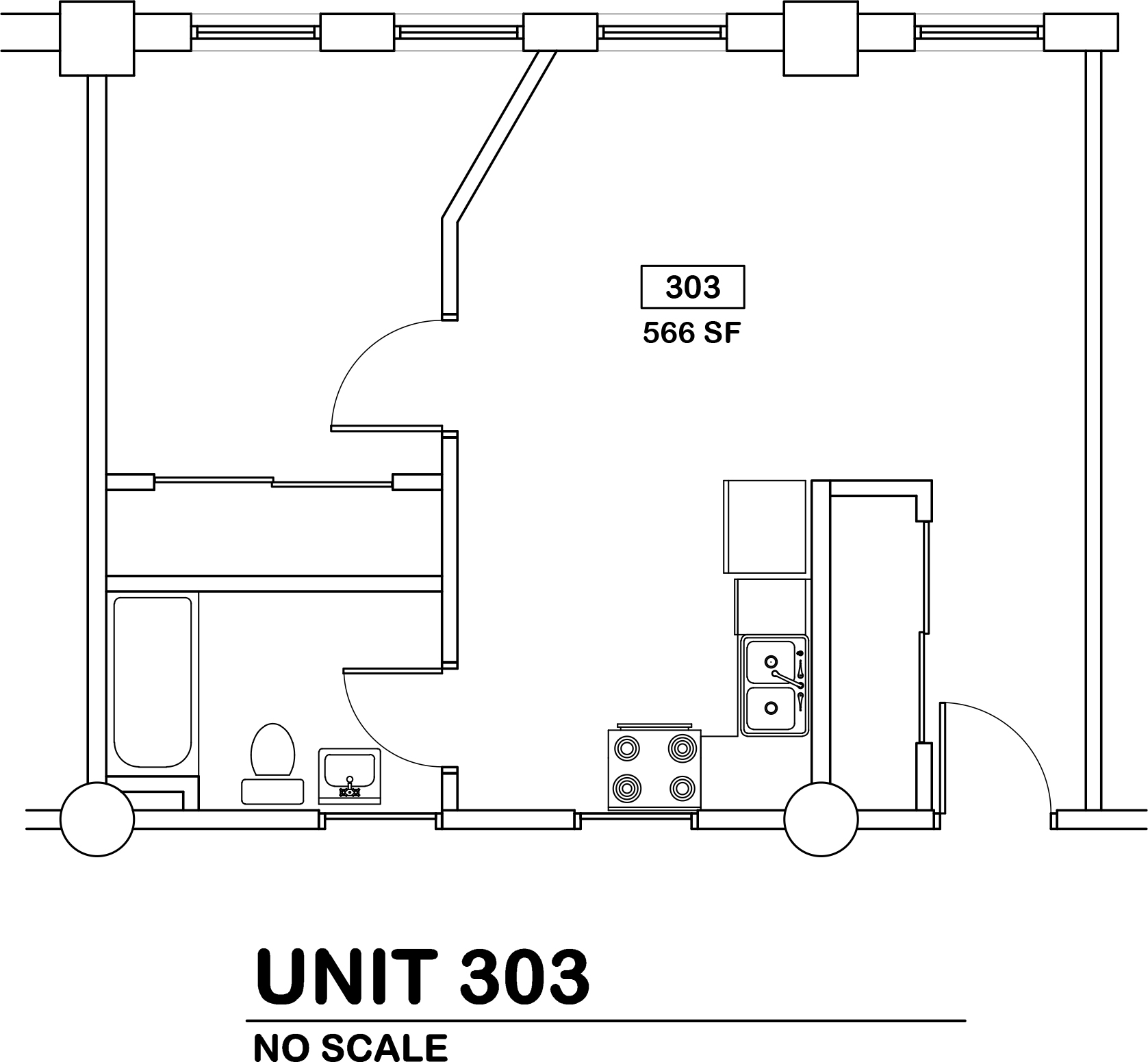 1 bed / 1 bath $680 / 566 sq ft