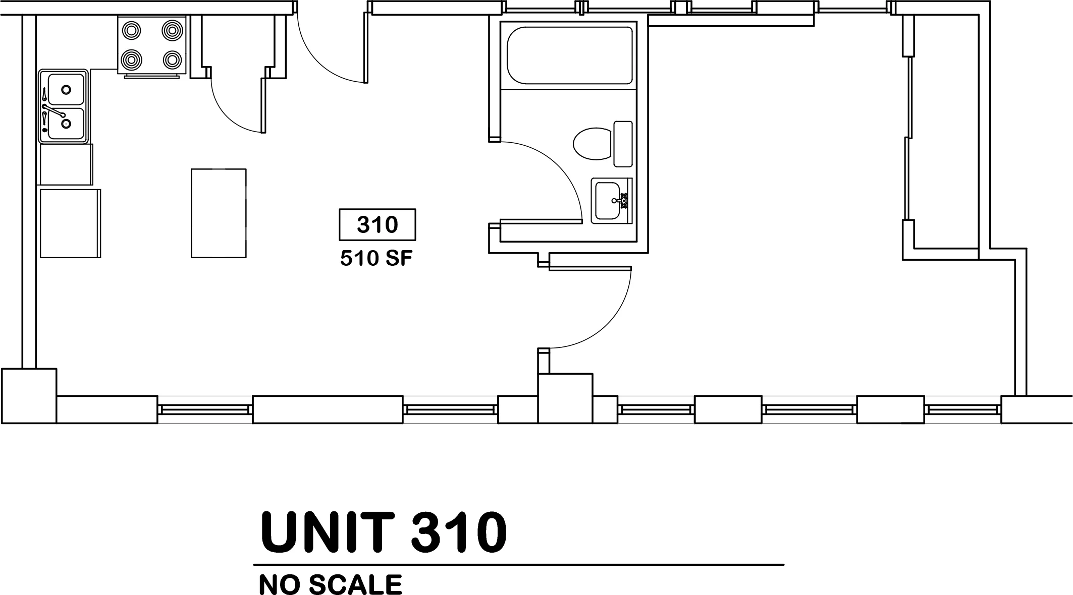 1 bed / 1 bath $710 / 510 sq ft