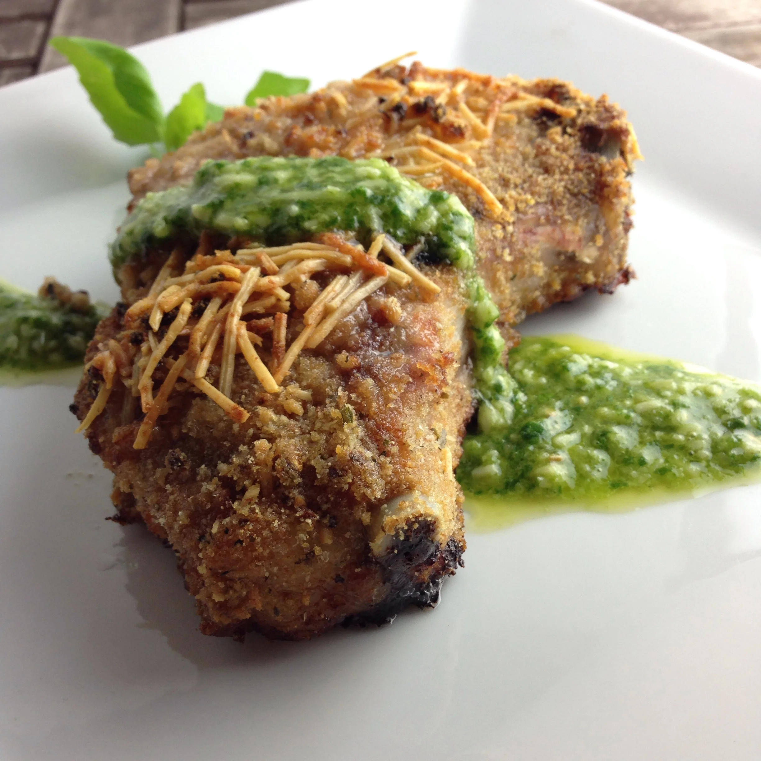 Wild Boar Bone-In Chops: Baked Garlic & Parmesan crusted