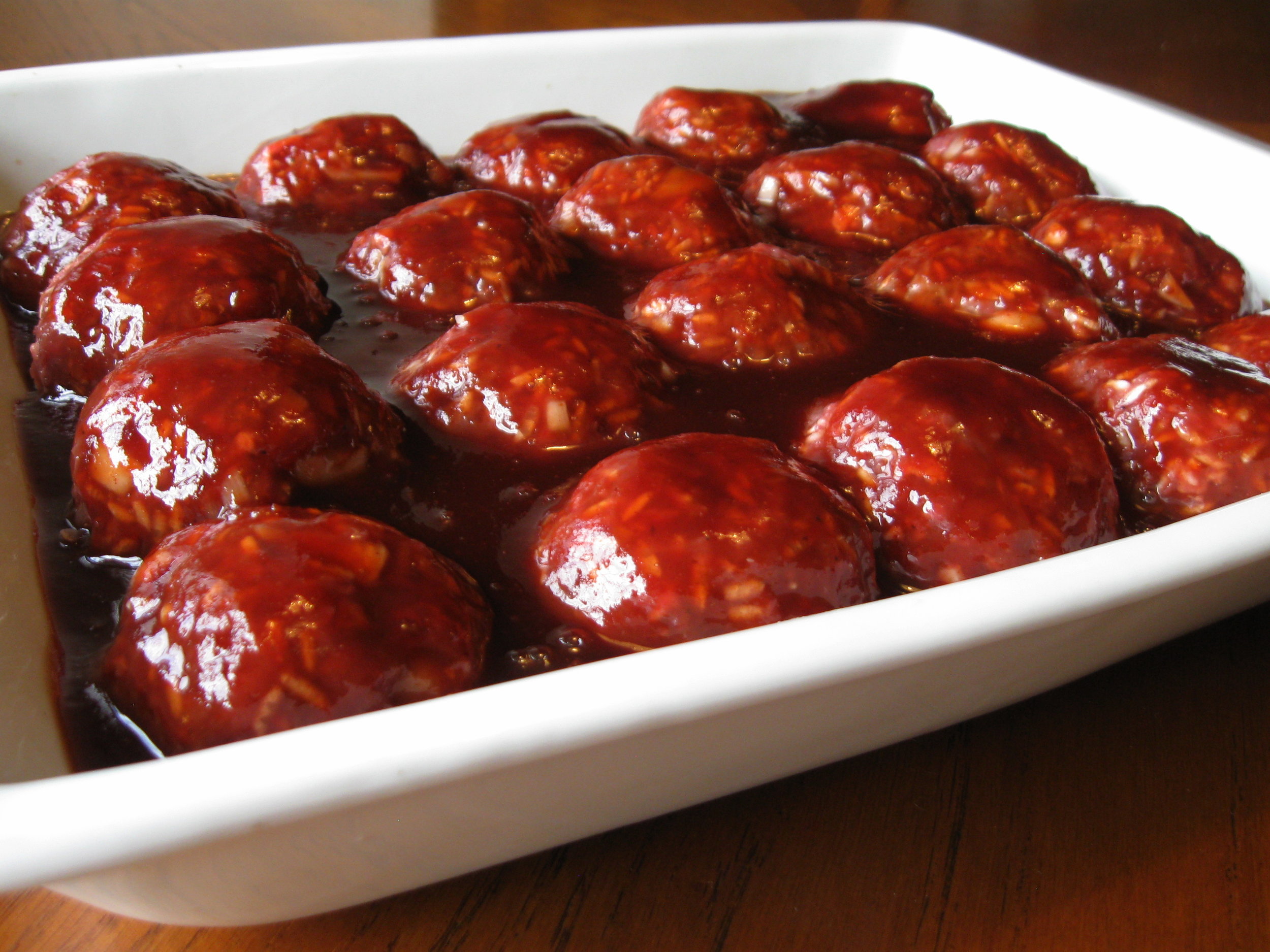 BBQ Venison Meatball covered in sauce.JPG