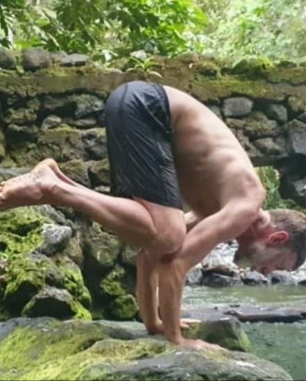 Garry practicing yoga