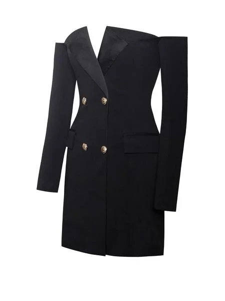 open lace back dress Alexander McQueen Size 40 Black Tuxedo Jacket Draped Gown main image 0
