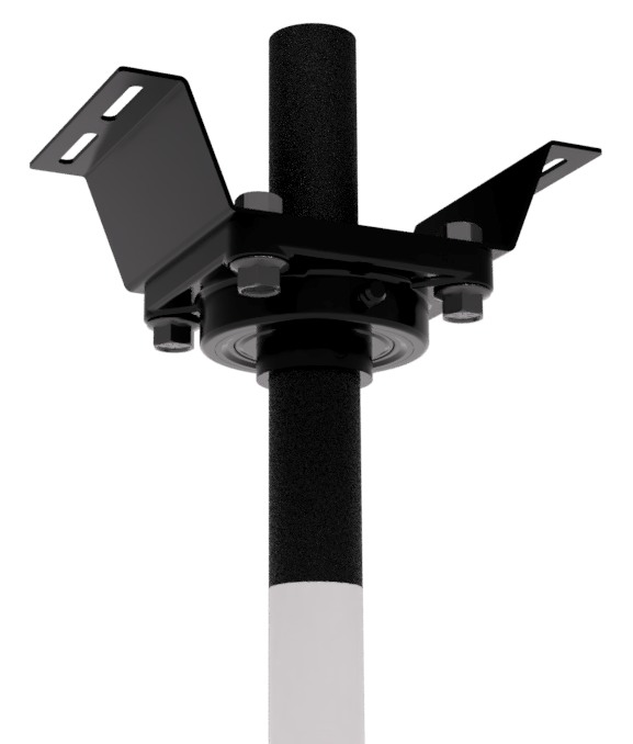 The top mount features a ball joint to accommodate slanted ceilings.