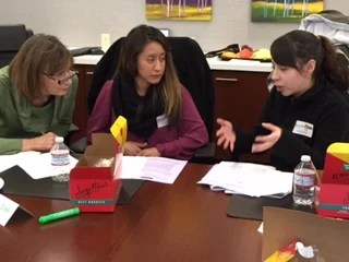 Participants working together