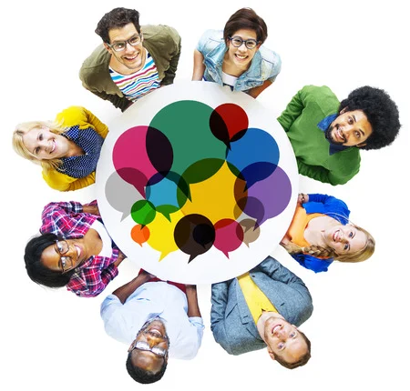 41467734 - casual people message talking communication concept