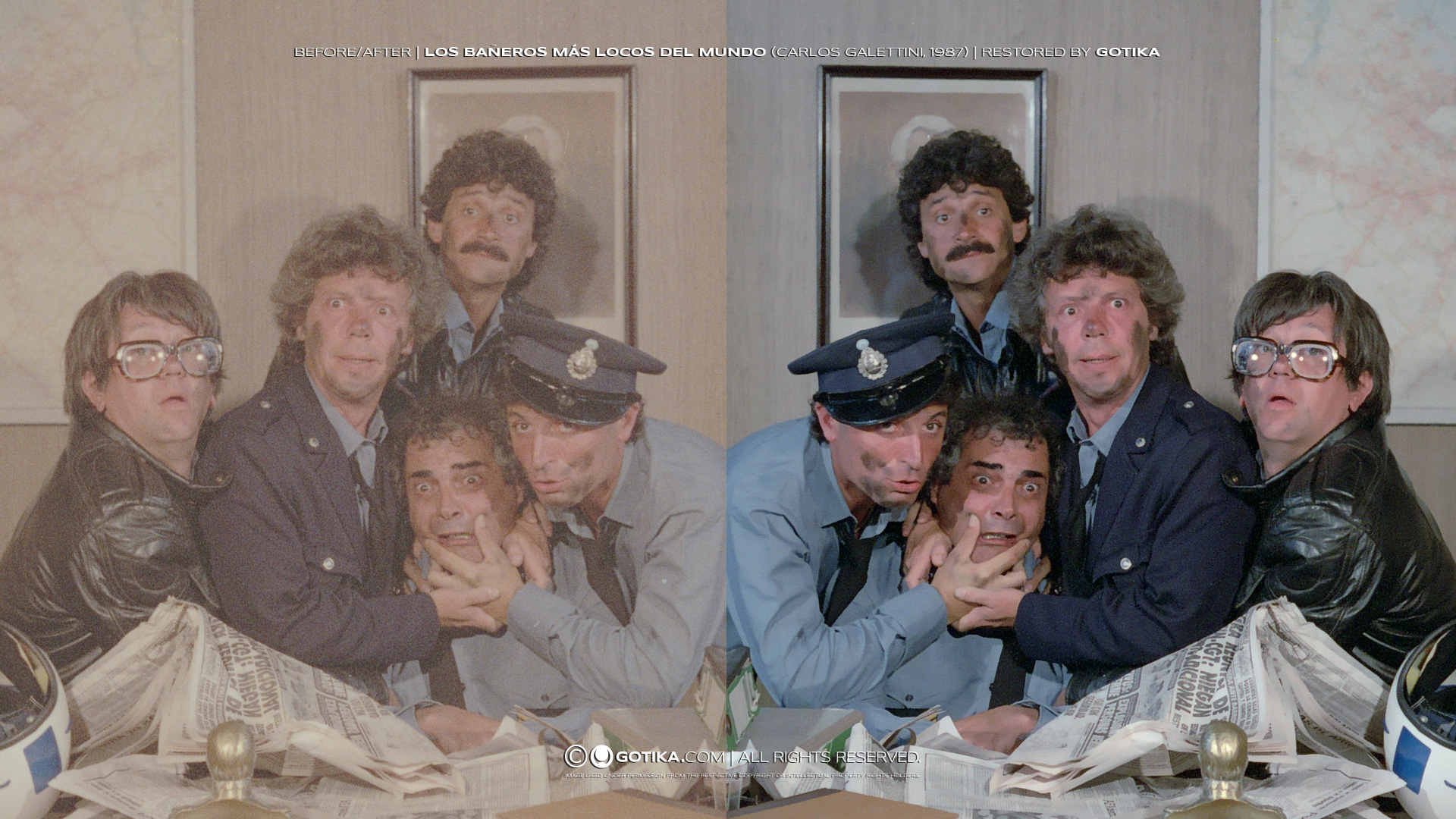 Antes/Después | Los Bañeros Más Locos Del Mundo (Carlos Galettini, 1987) | Restaurada por GOTIKA