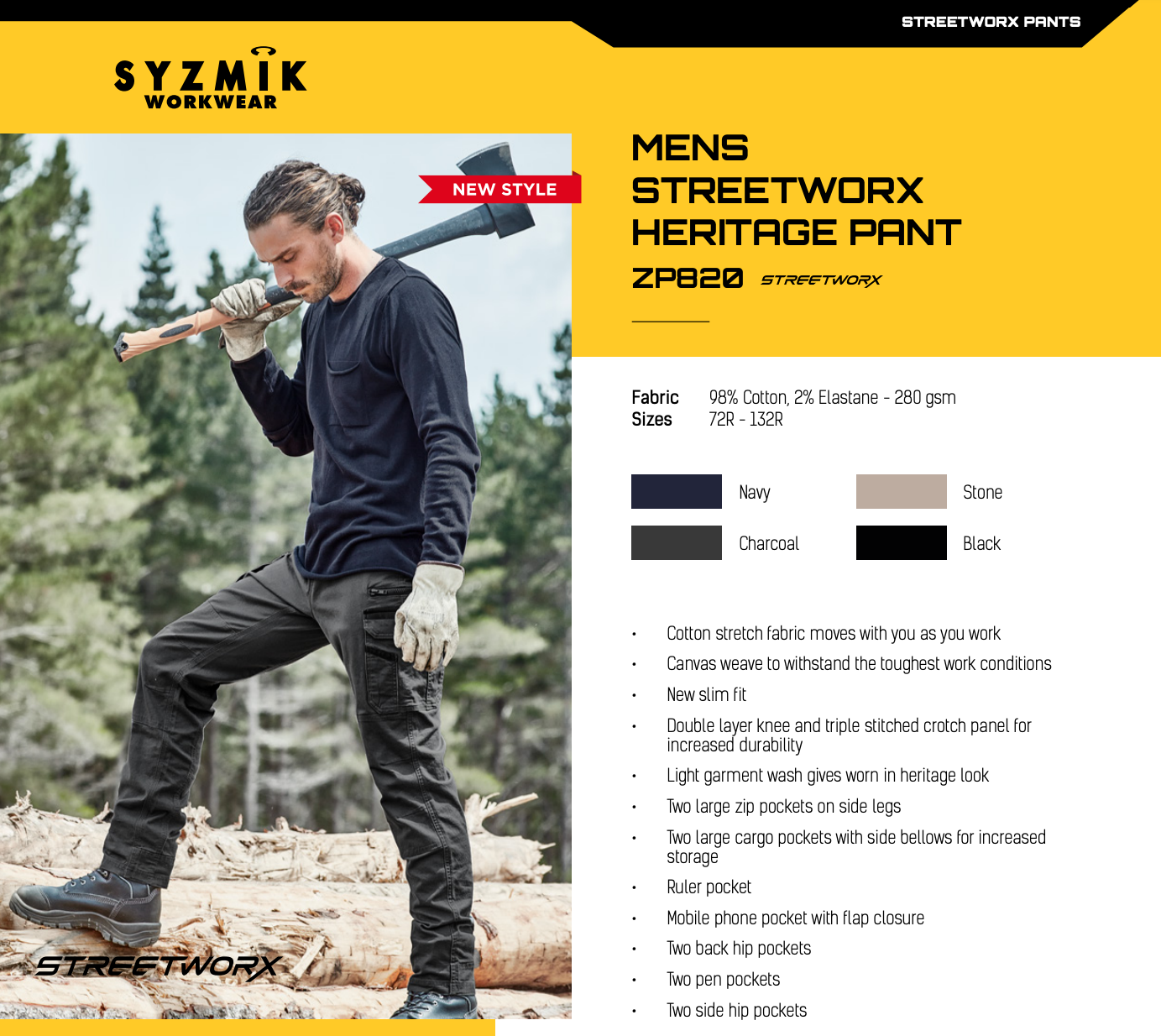 Cotton Work Pants - Streetworx Heritage Pants | SunSafe Cotton Work Pants - Streetworx Heritage Pants | SunSafe