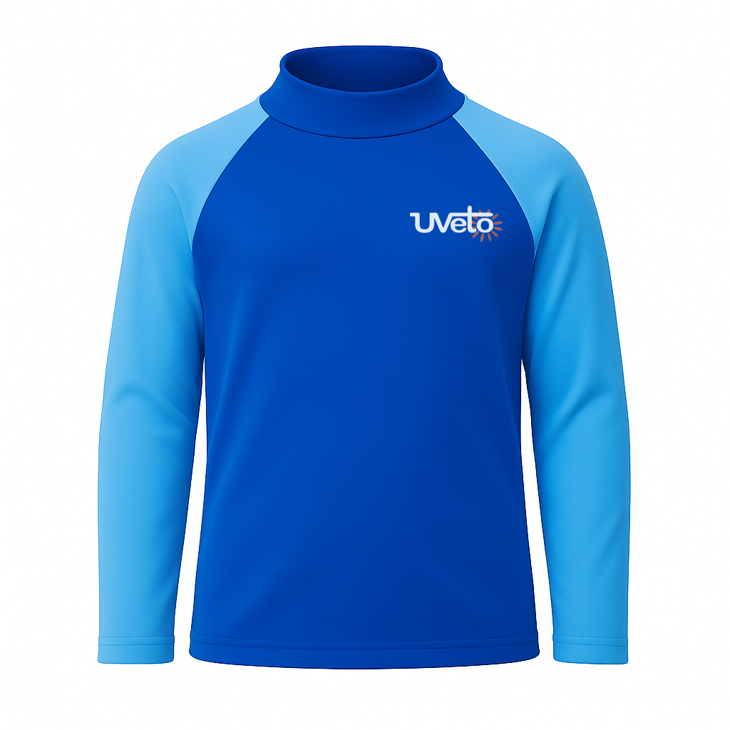 Kids Rashie Royal Blue on Light Blue – Long Sleeve UPF 50+ Made in Australia