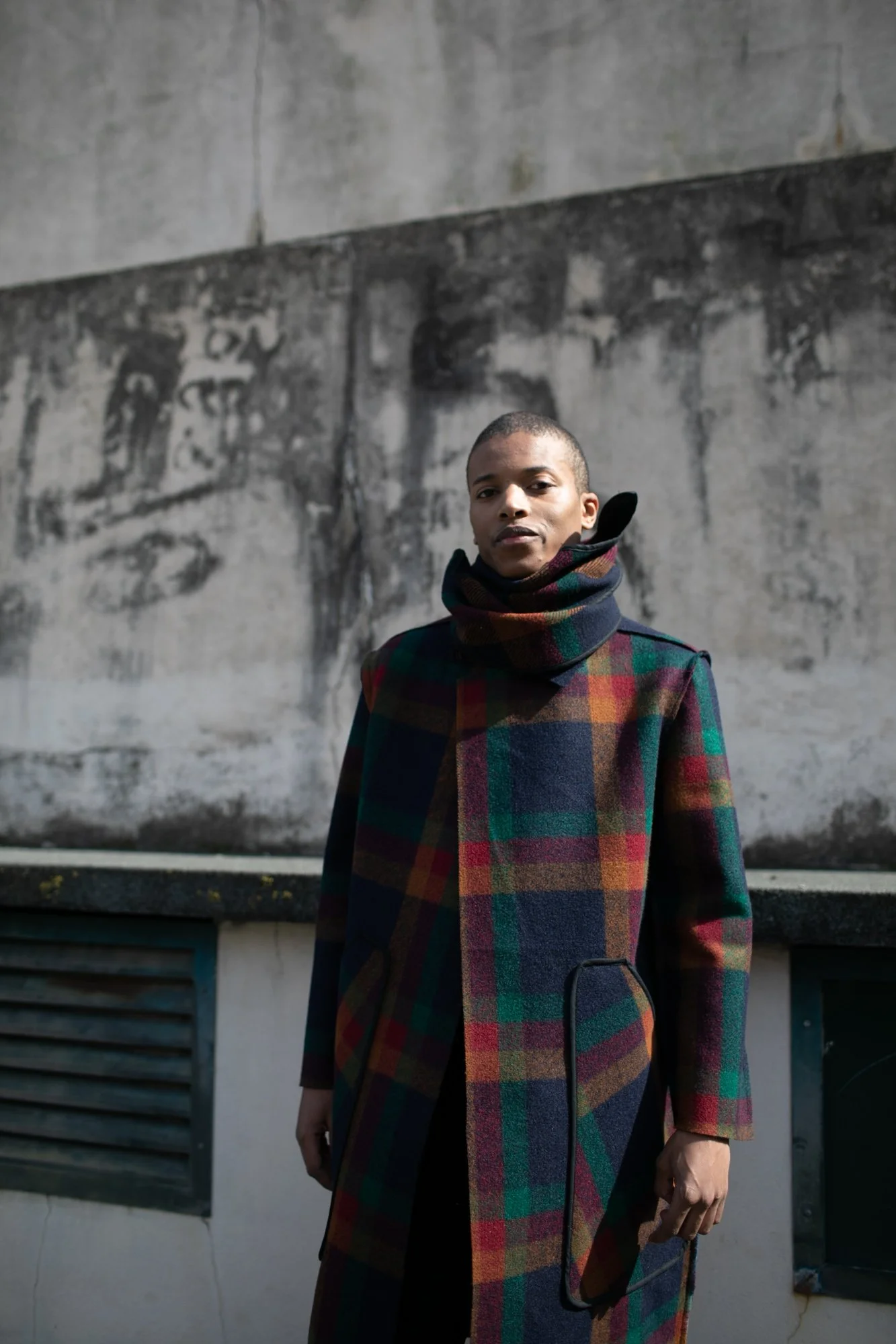 Scarf Plaid Cashmere Coat — Estelita Mendonça