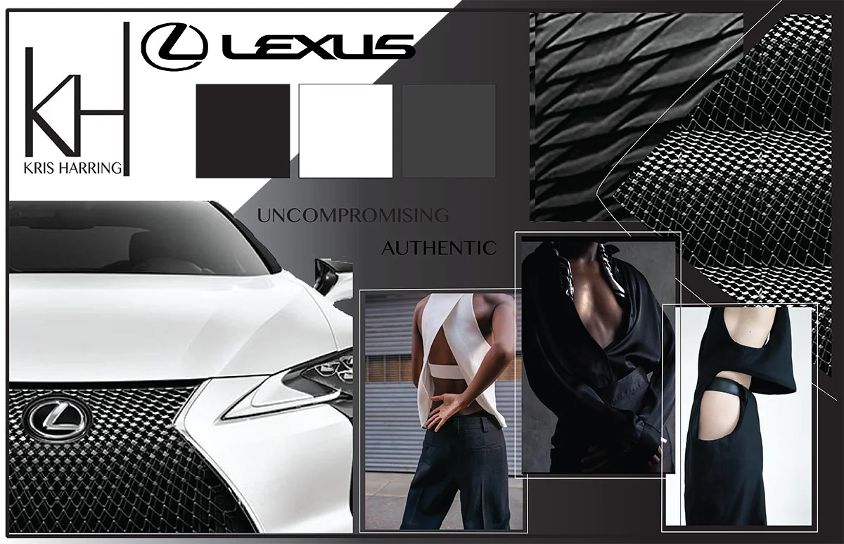 UNCOMPROMISING, AUTHENTIC ARE TWO CORE VALUES OF THE LEXUS BRAND - WHICH FLOWS SEAMLESSLY INTO THE CORE VALUES OF KRIS HARRING DESIGN.