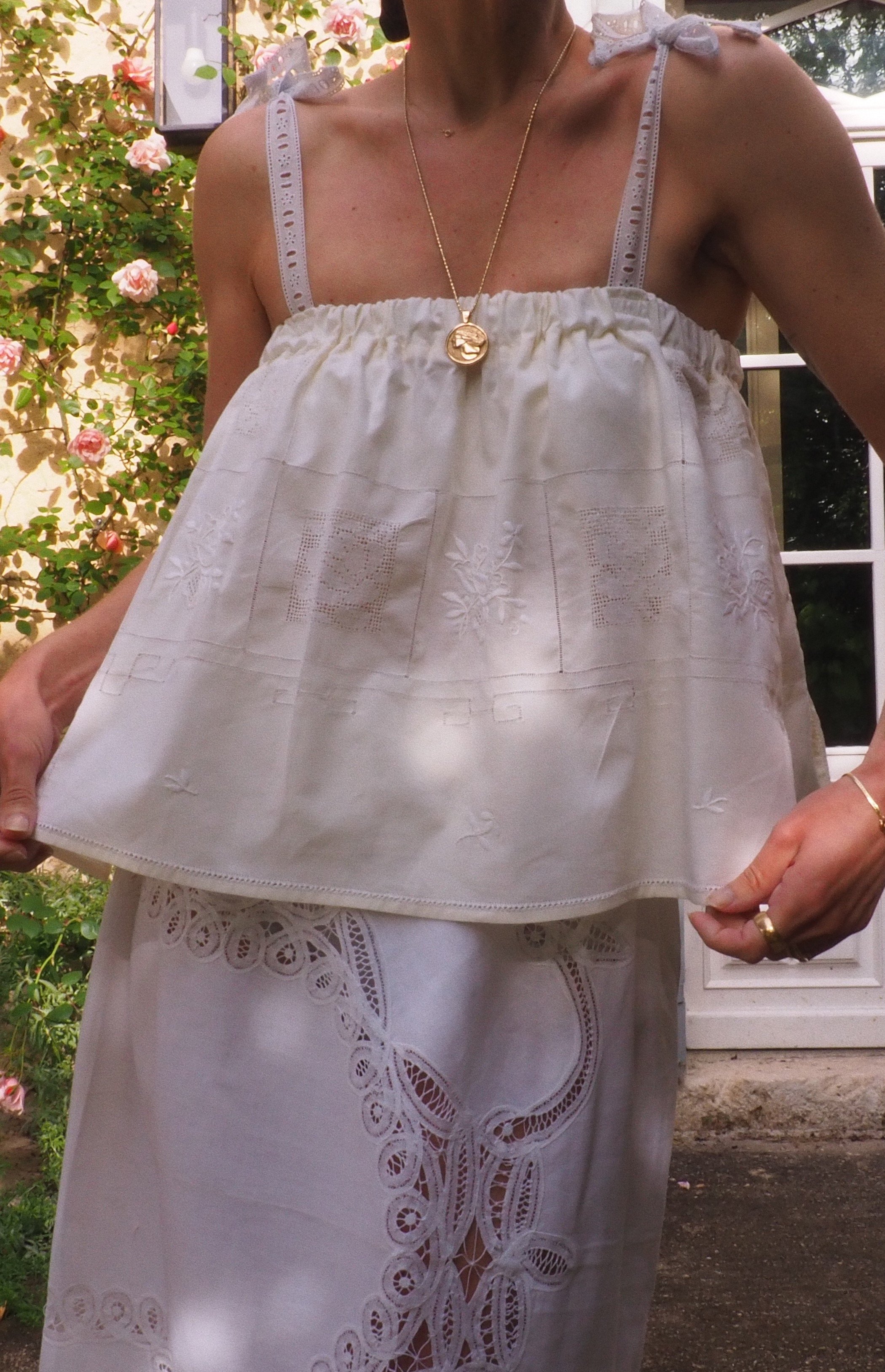 FOR LOVE OF THE MOON X CLARA TOP IN PALE BUTTER