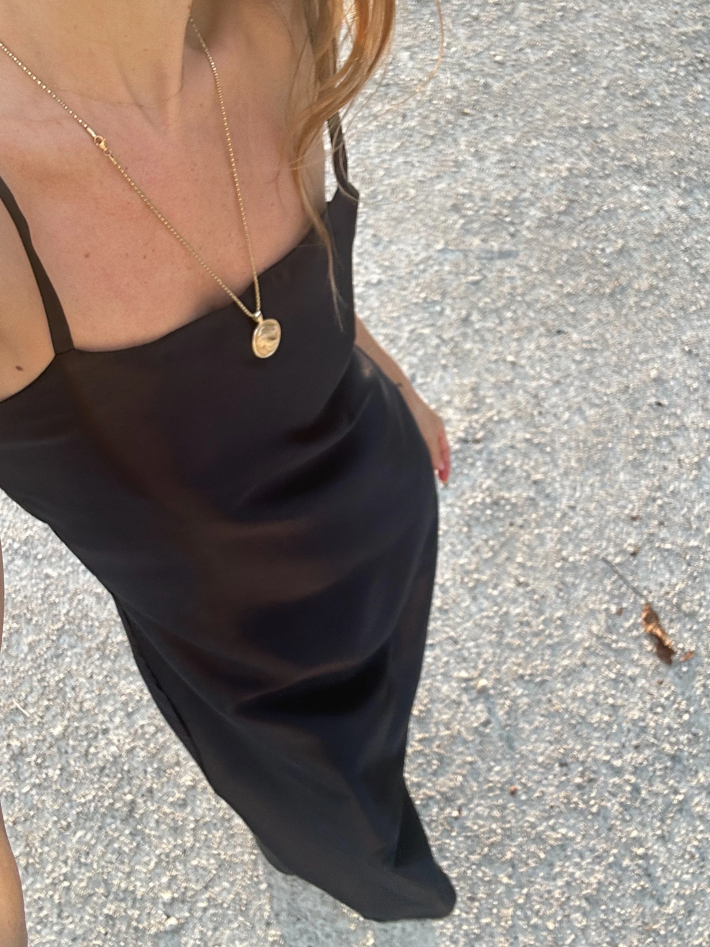 FOR LOVE OF THE MOON X LILAS DRESS IN SATIN NUIT