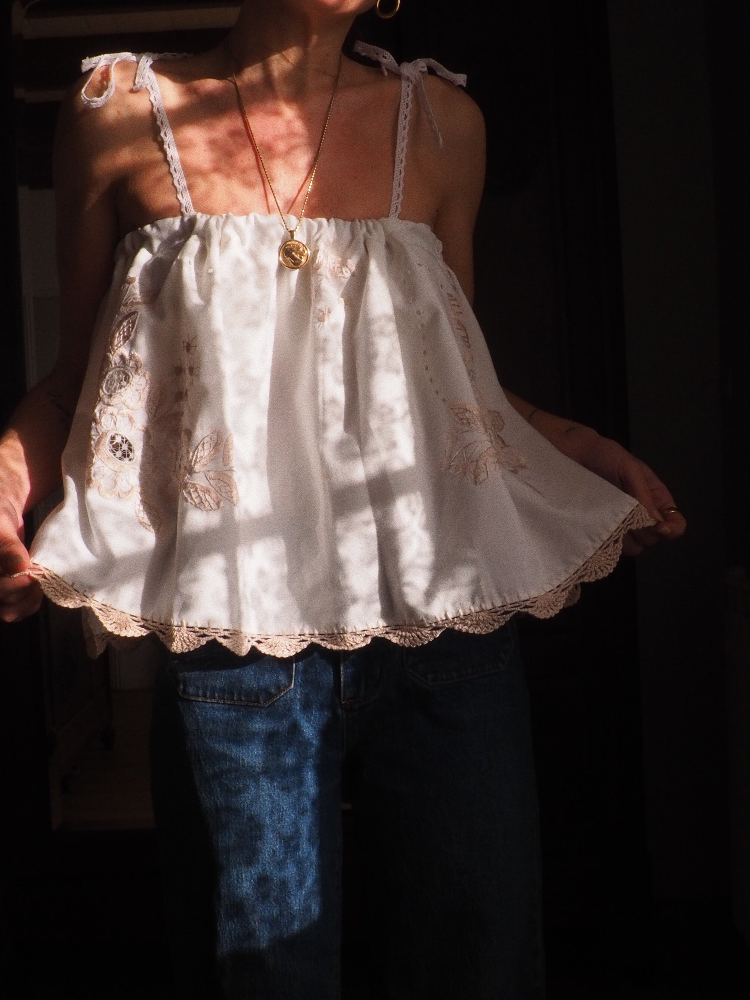 FOR LOVE OF THE MOON X CLARA TOP IN NUDE FLEUR