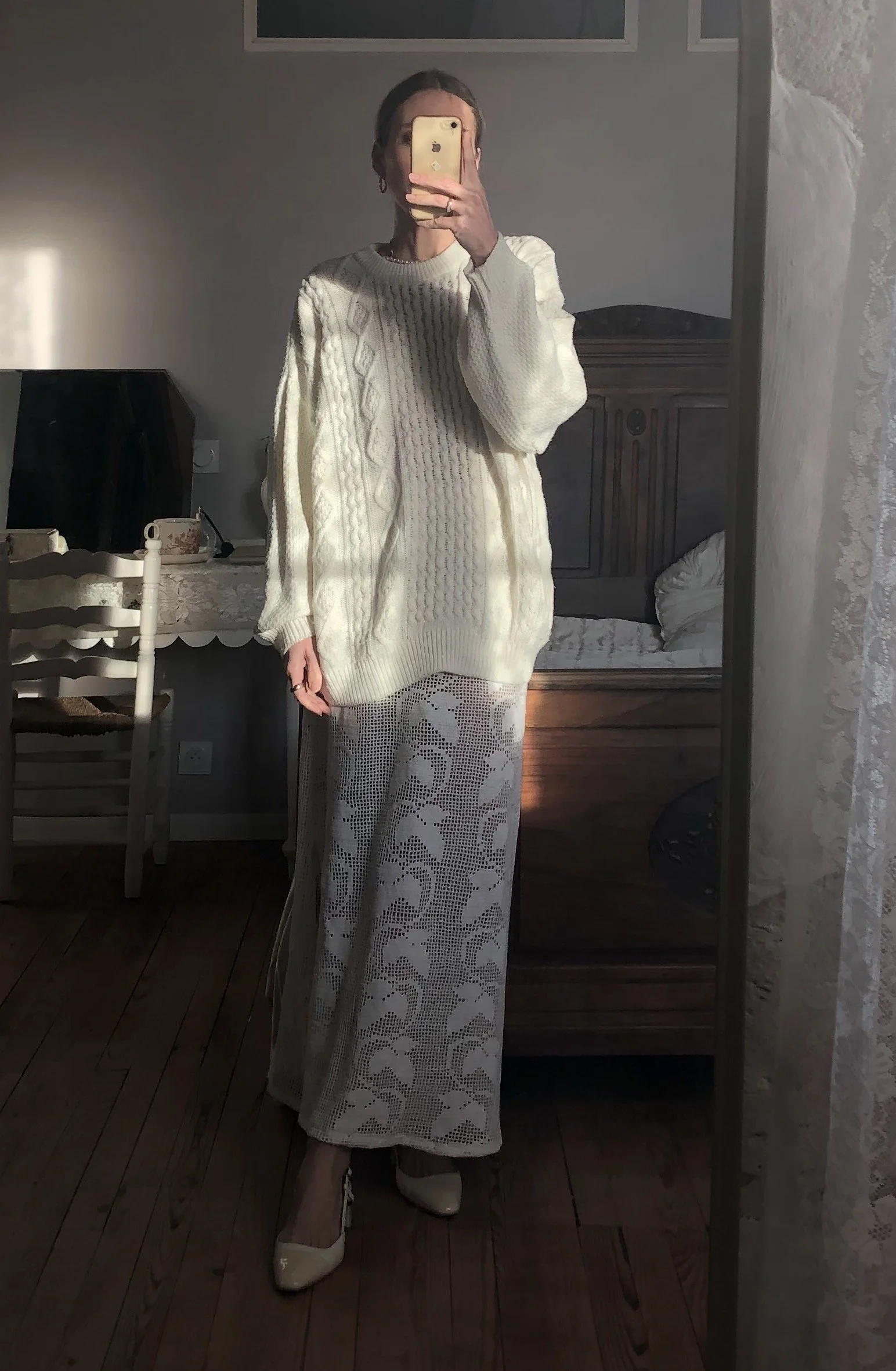 FOR LOVE OF THE MOON X CHLOE SKIRT IN IVY CROCHET