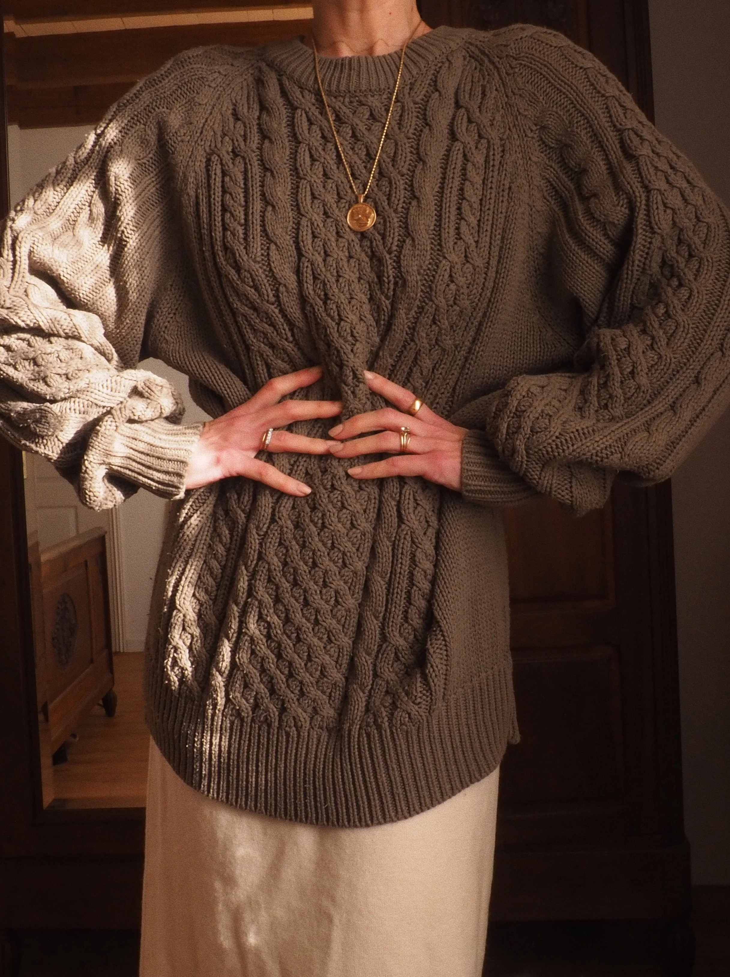 OLIVE VINTAGE RELAXED KNIT