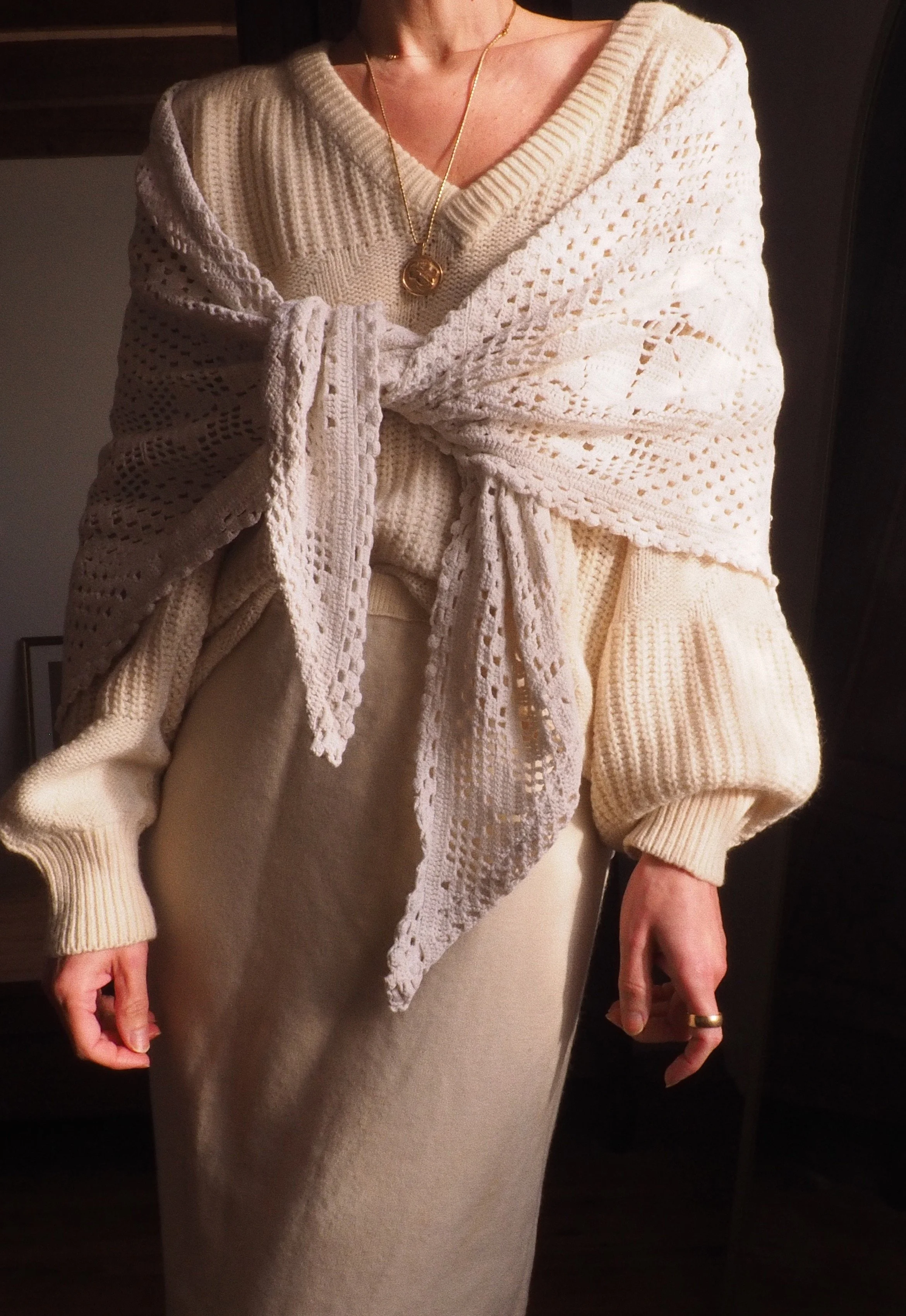 FOR LOVE OF THE MOON X CAMILLE SHAWL IN SUGAR