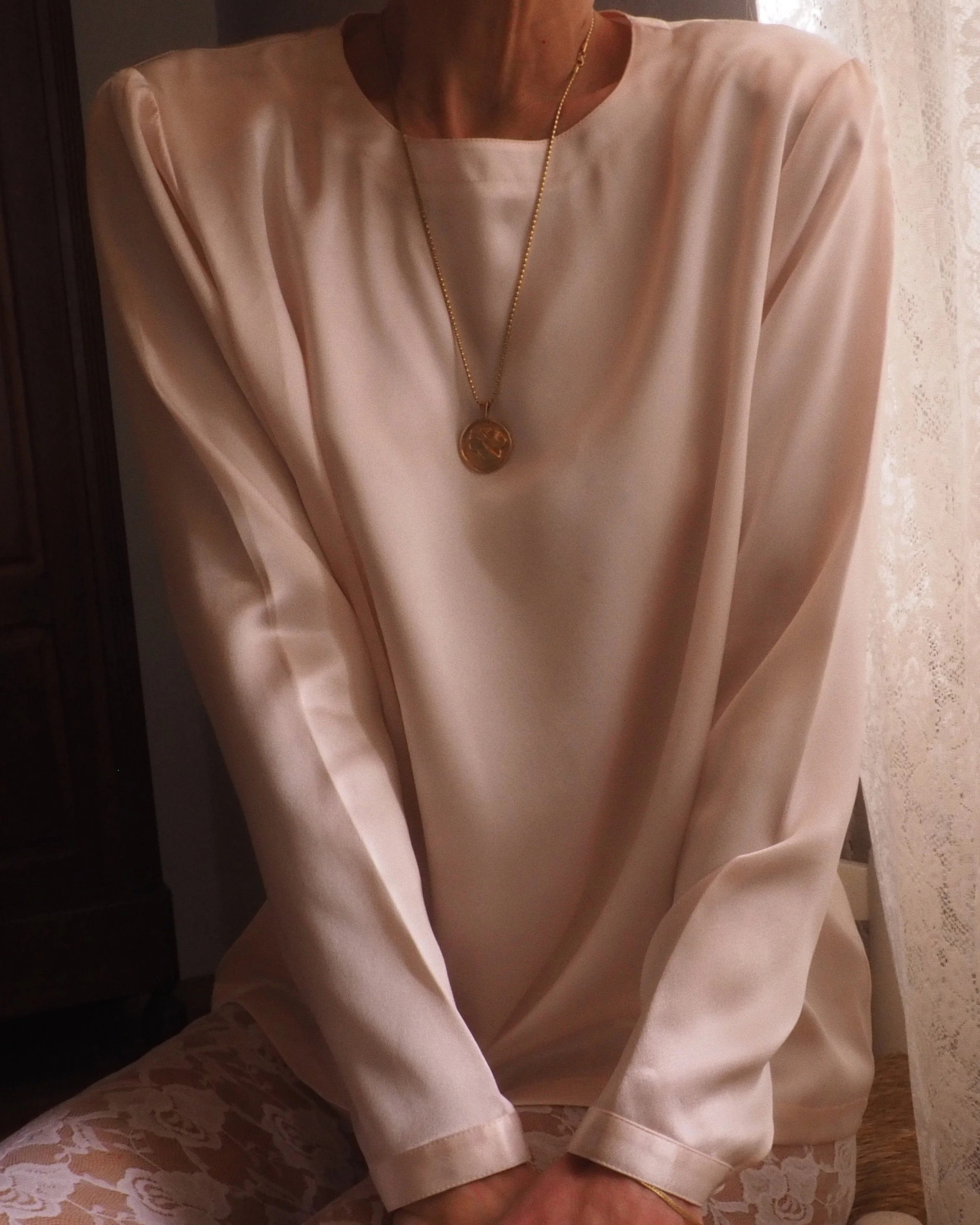 BLUSH SATIN BLOUSE