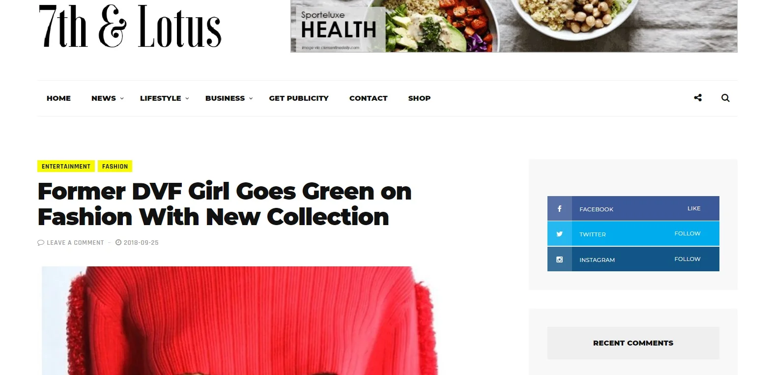“Former DVF Girl Goes Green On Fashion With New Collection.” - www. 7thAndLotus.com