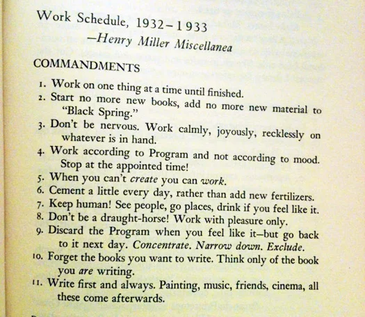 Henry Miller's commandments