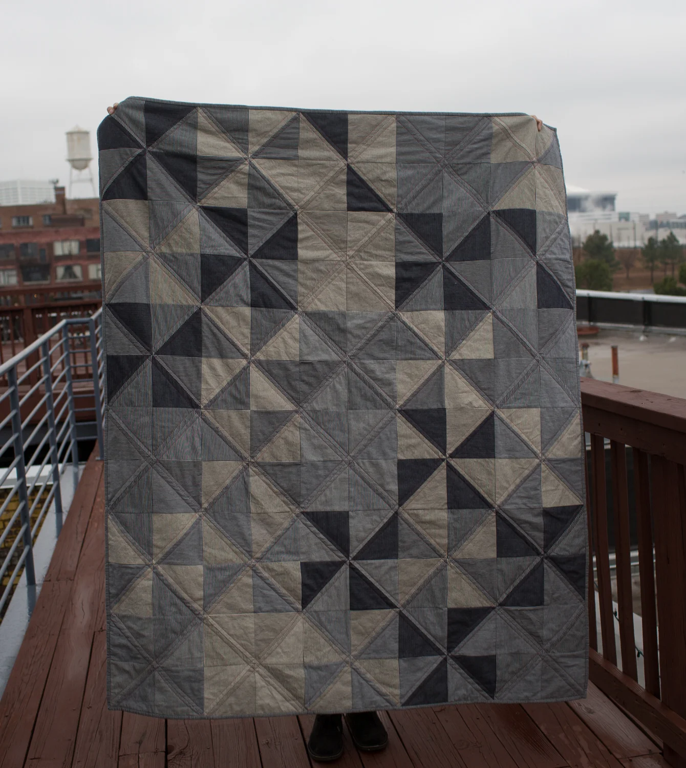 Denim Pinwheel Quilt: Winter, Happy