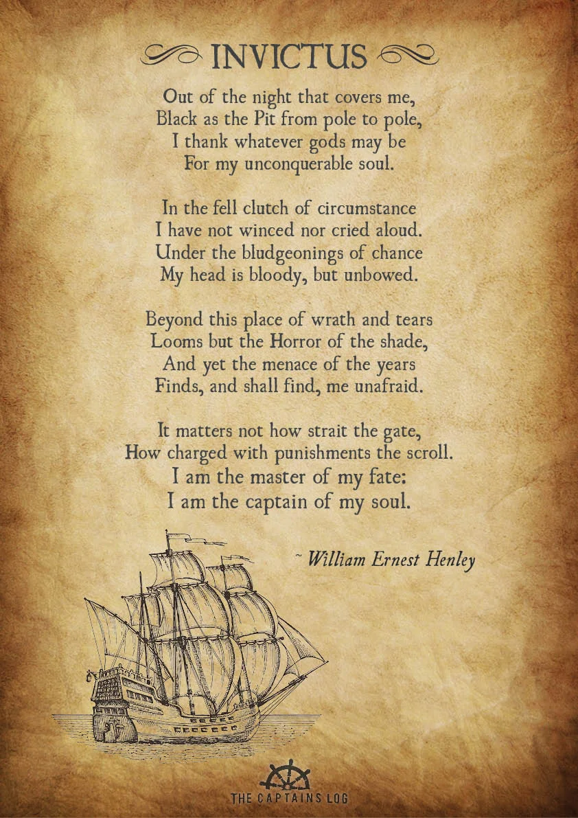 This poster can be purchased at https://thecaptainslog.com/shop/invictus-poster-a3/