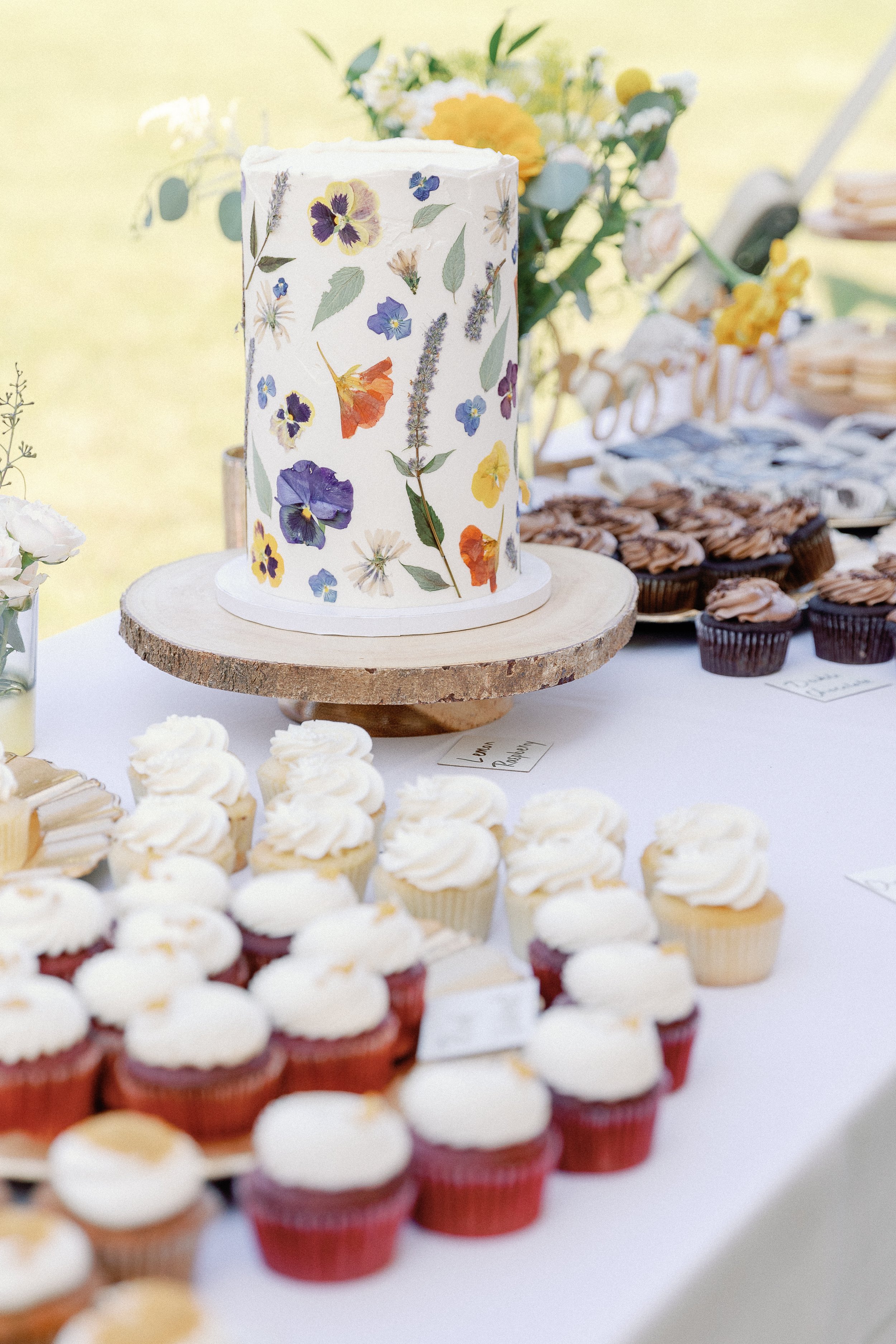 Pressed Flower Wedding Cake