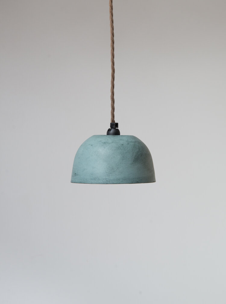 Small Dome Ceiling Pendant Lampshade Blue Green Industrial Modern Lightweight Concrete Lamp Tim Walker Studio - Teal Pendant Ceiling Light