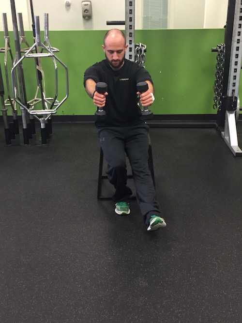 Reaching DB's straight out in front is great as a counterbalance, but can still leave you feeling unstable.