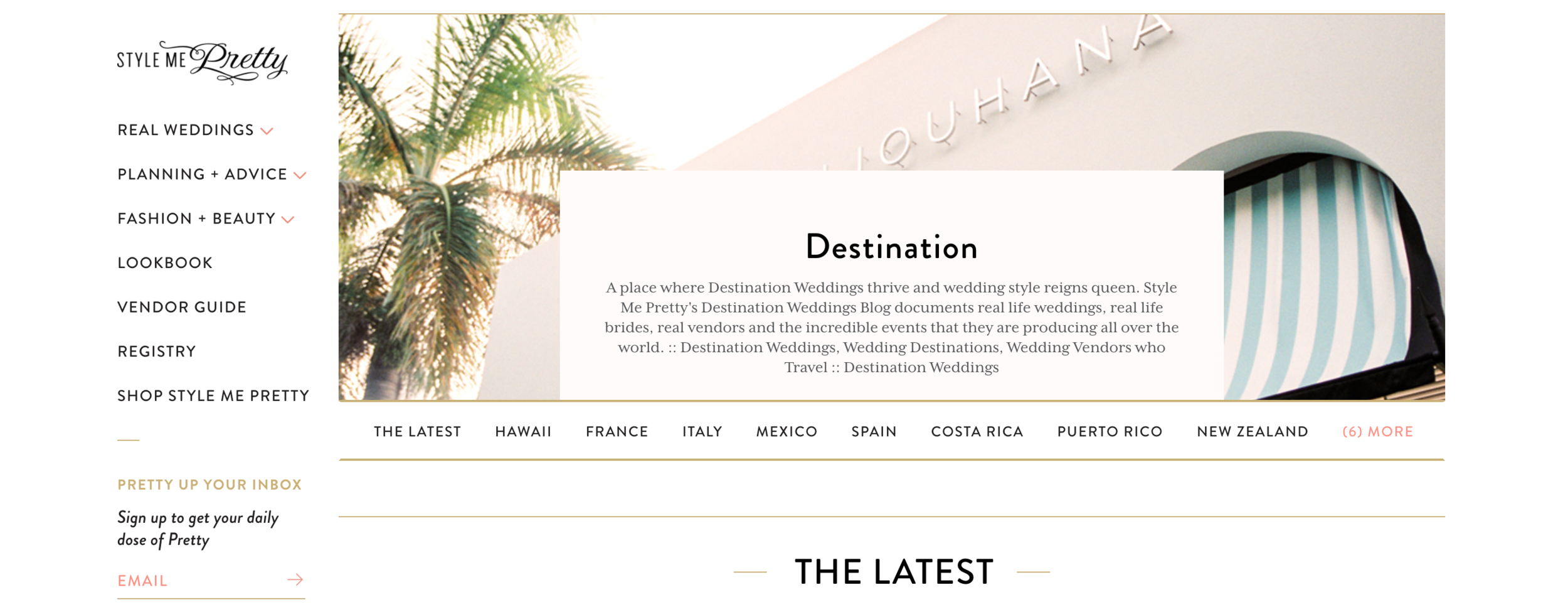 A screenshot of the Style Me Pretty blog website.