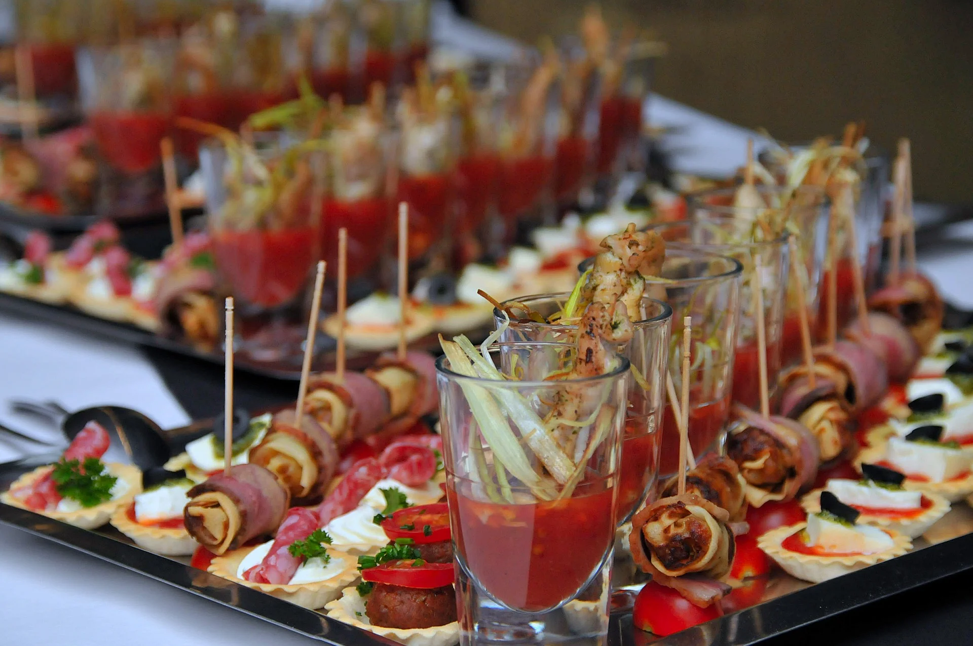 A tray of tasty-looking roll-ups.