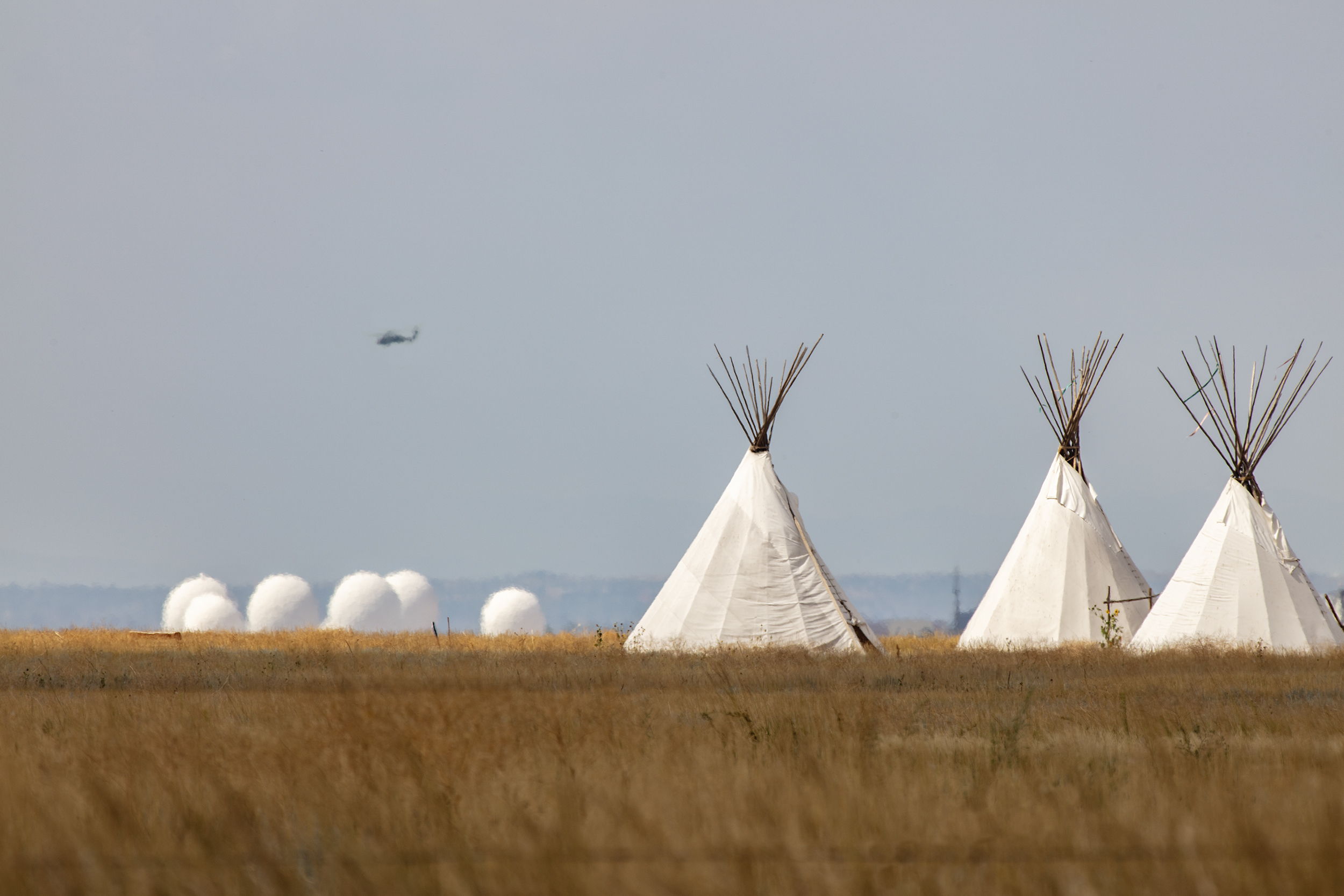 Military Radomes used to track missile telemetry and space junk, Tee-Pee’s, Blackhawk Helicopter.