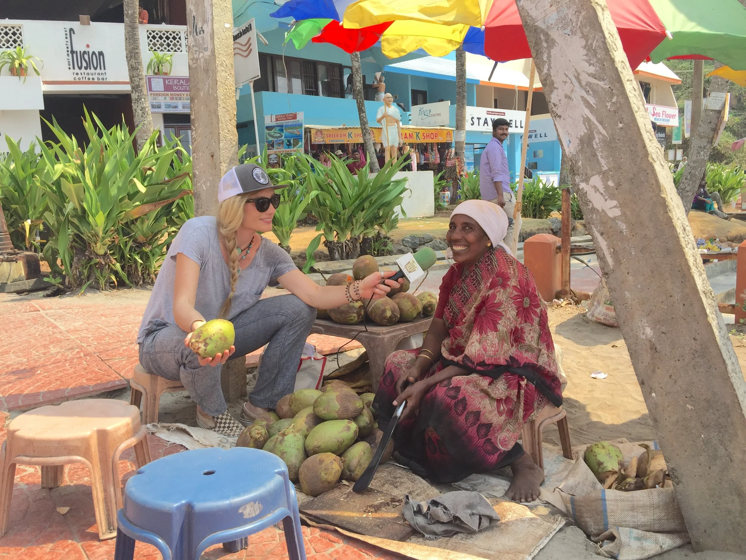 A stone's throw from the Arabian Sea, Mandela sits down with the famous Coconut Mama (Eshota). Eshota has been cutting coconuts on the beach for 30+ years.