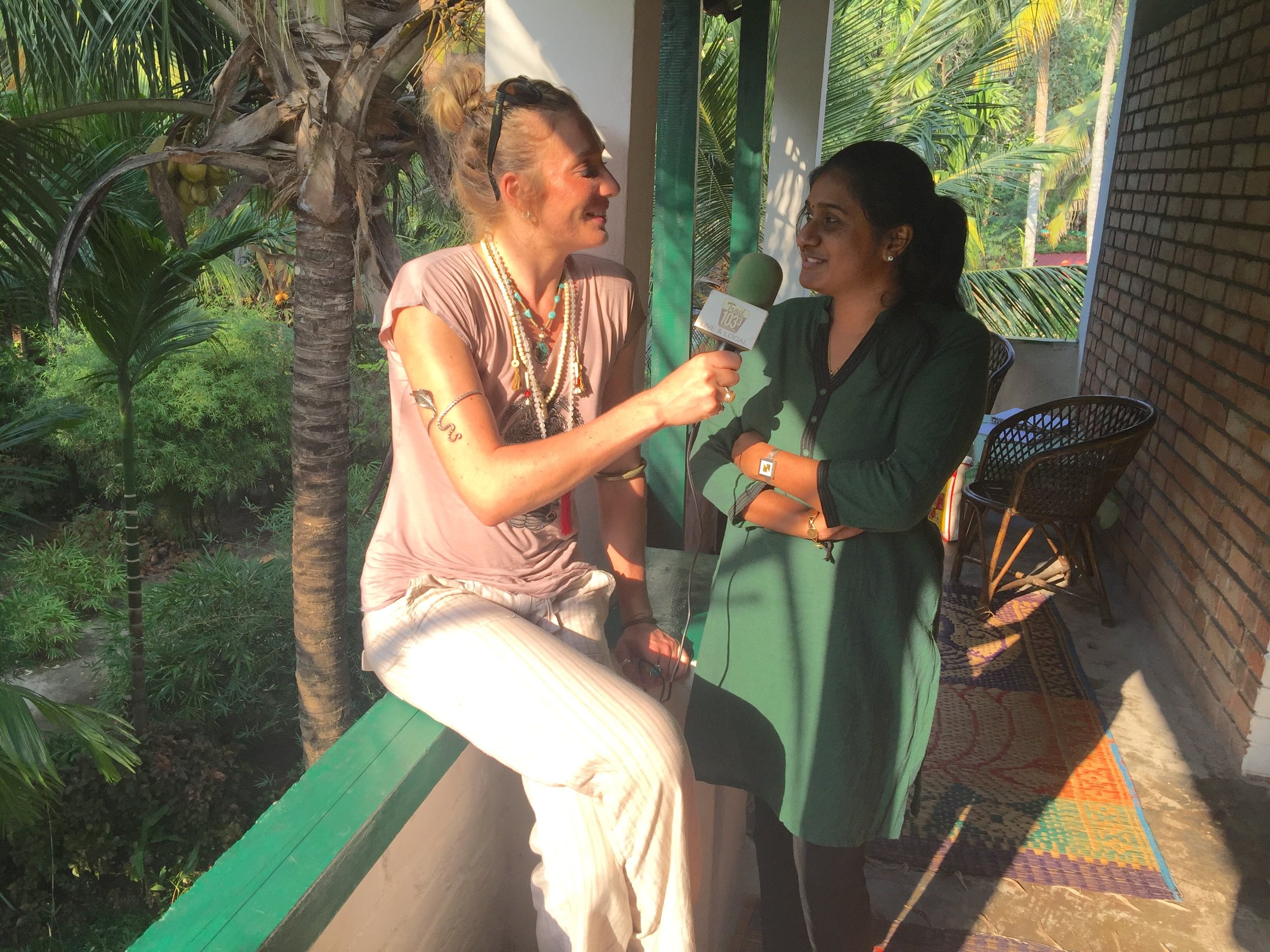Mandela interviews Dr. Naveeda a the Arya Ayurvedic Panchakarma Centre in Kovalam, South India.