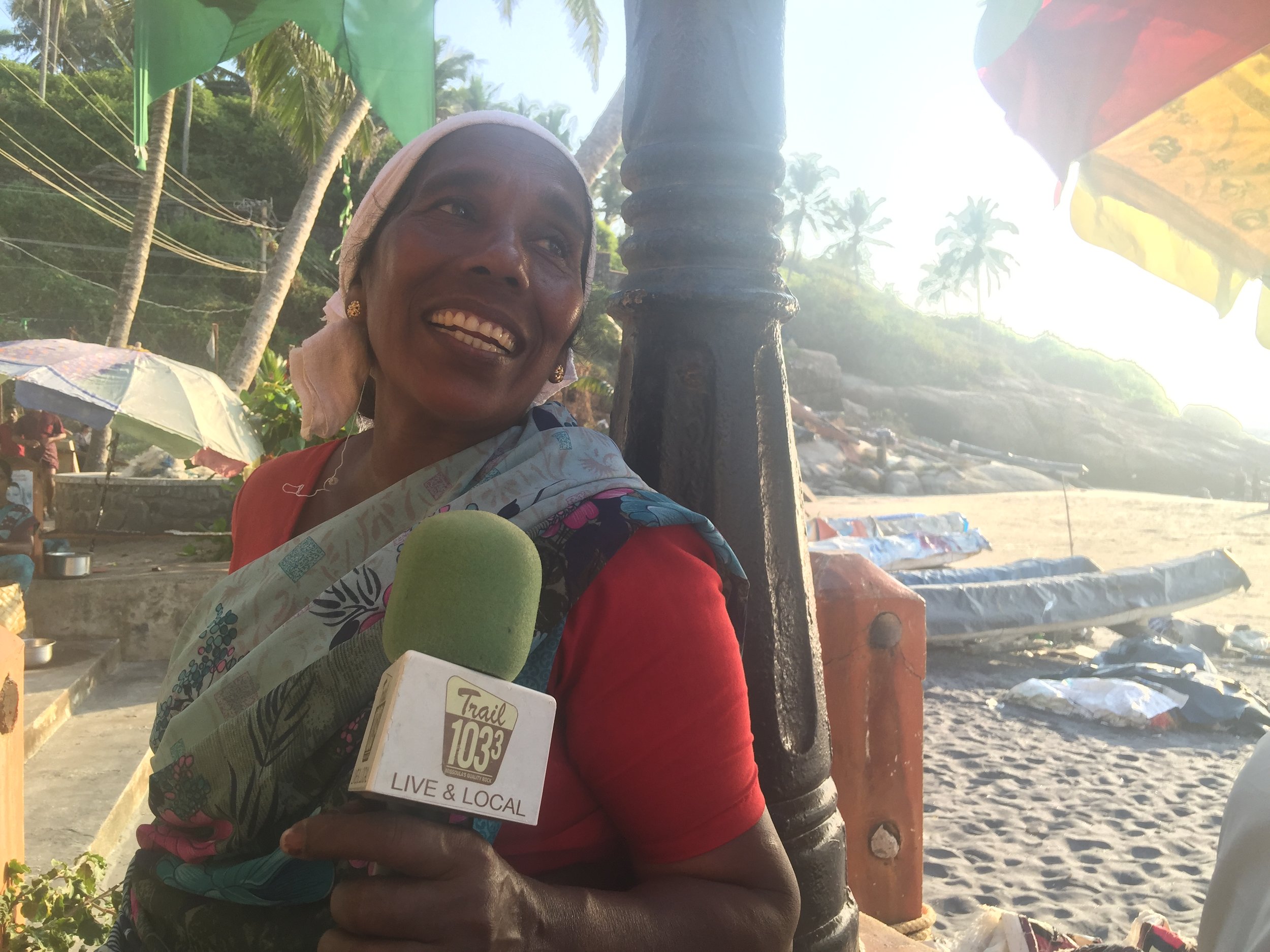 Recording on location next to the Arabian Sea. Featuring Eshowta, a powerful Indian woman who has been cutting coconuts and making coconut fiber ropes in Kerala, Southern India for the past twenty years.