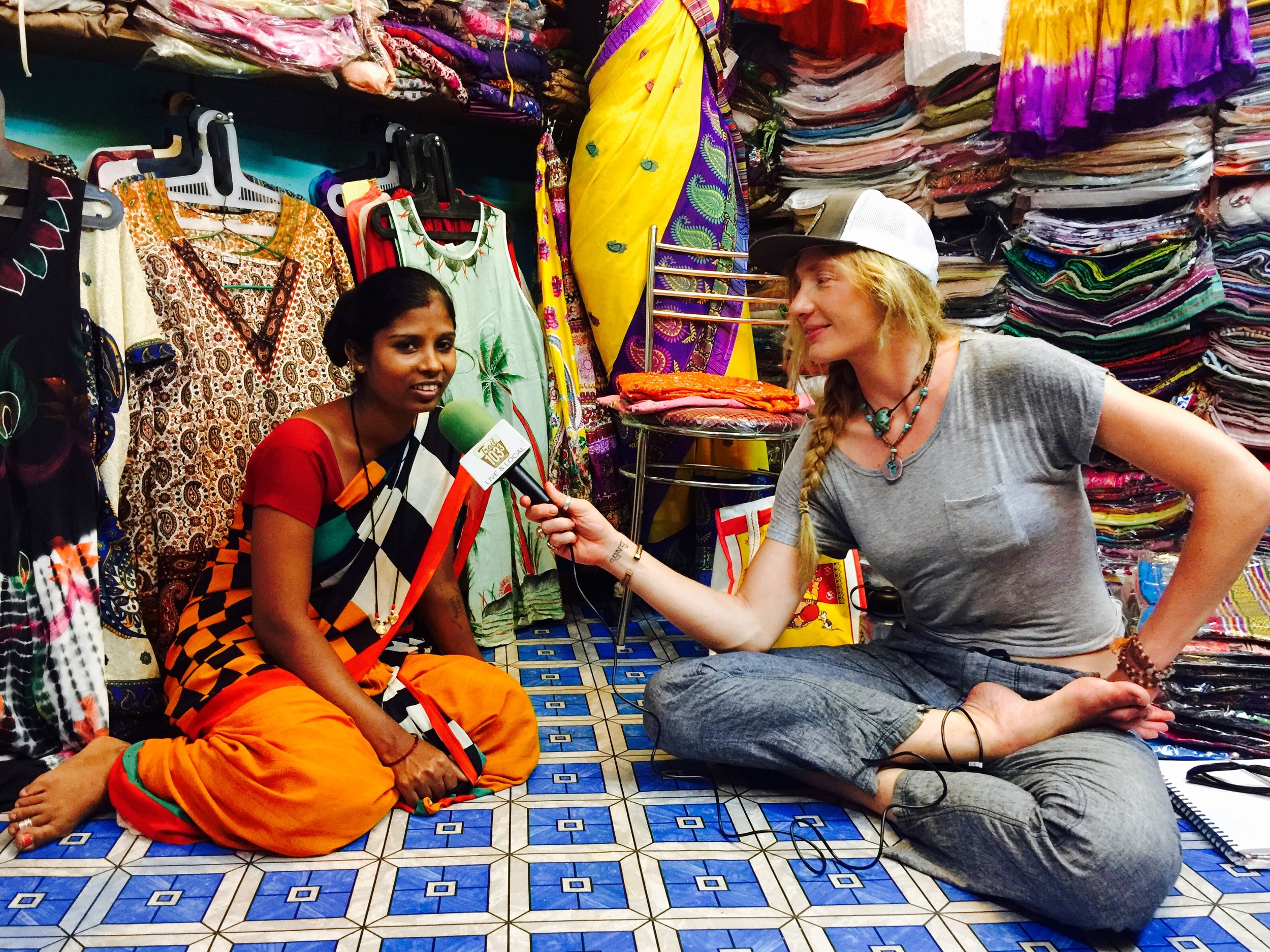 Interviewing Lakshmi, a hard working Indian woman who works as a farmer in the summer & business women in her shop during the tourist season. Recorded in "Tina's Shop" in Kovalam, South India. 