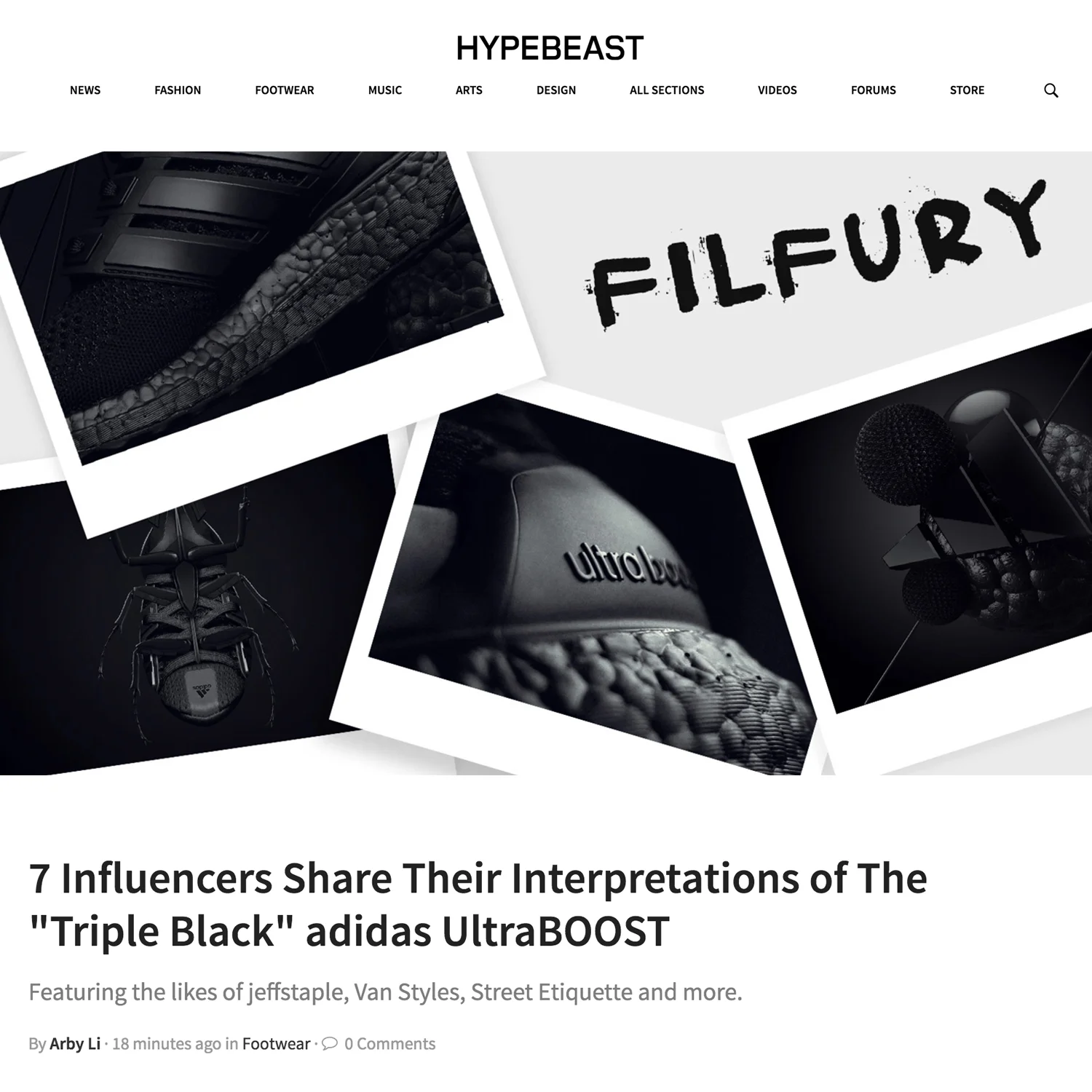 HYPEBEAST  ADIDAS ULTRA BOOST / GFX  Artist FILFURY