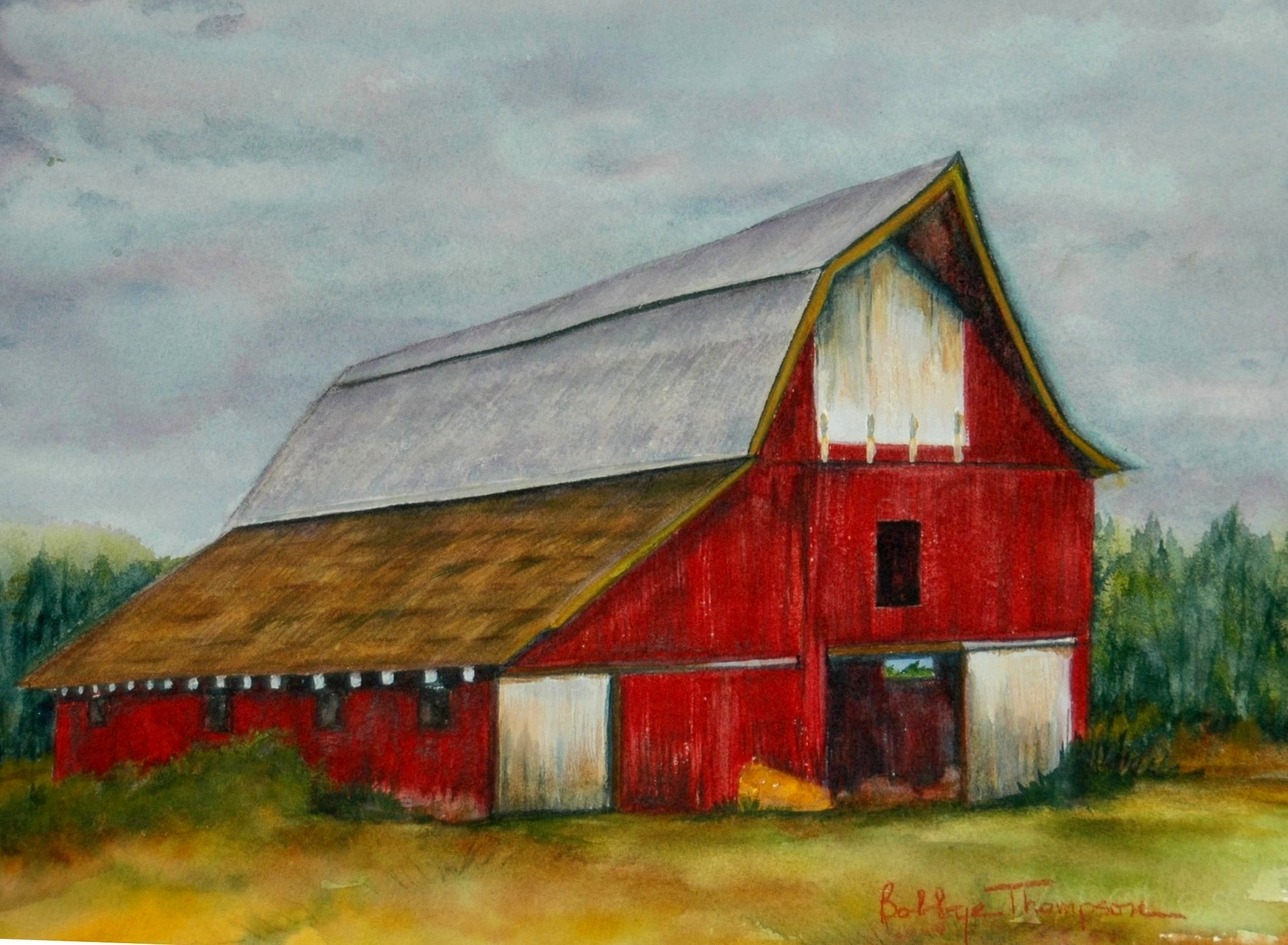 Red Barn Rainy Day