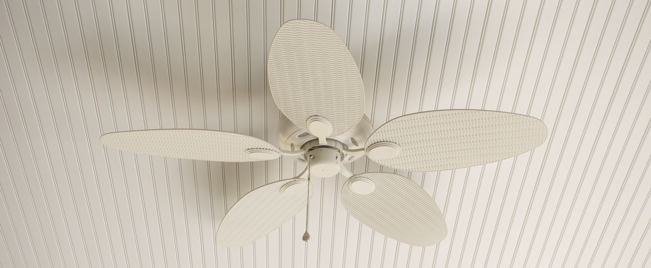 porch beadboard ceiling with ceiling fan