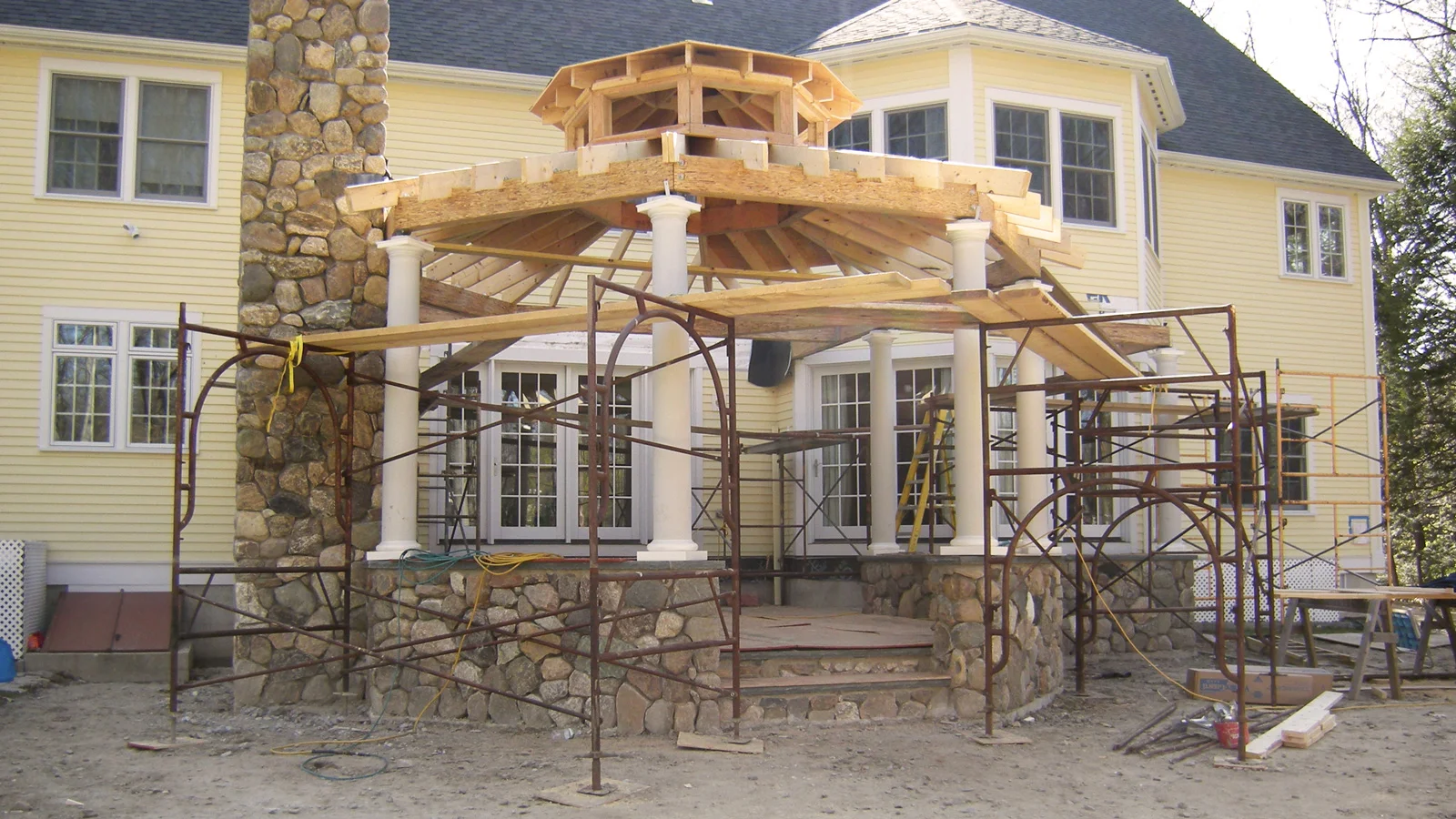 pergola site work & framing in progress