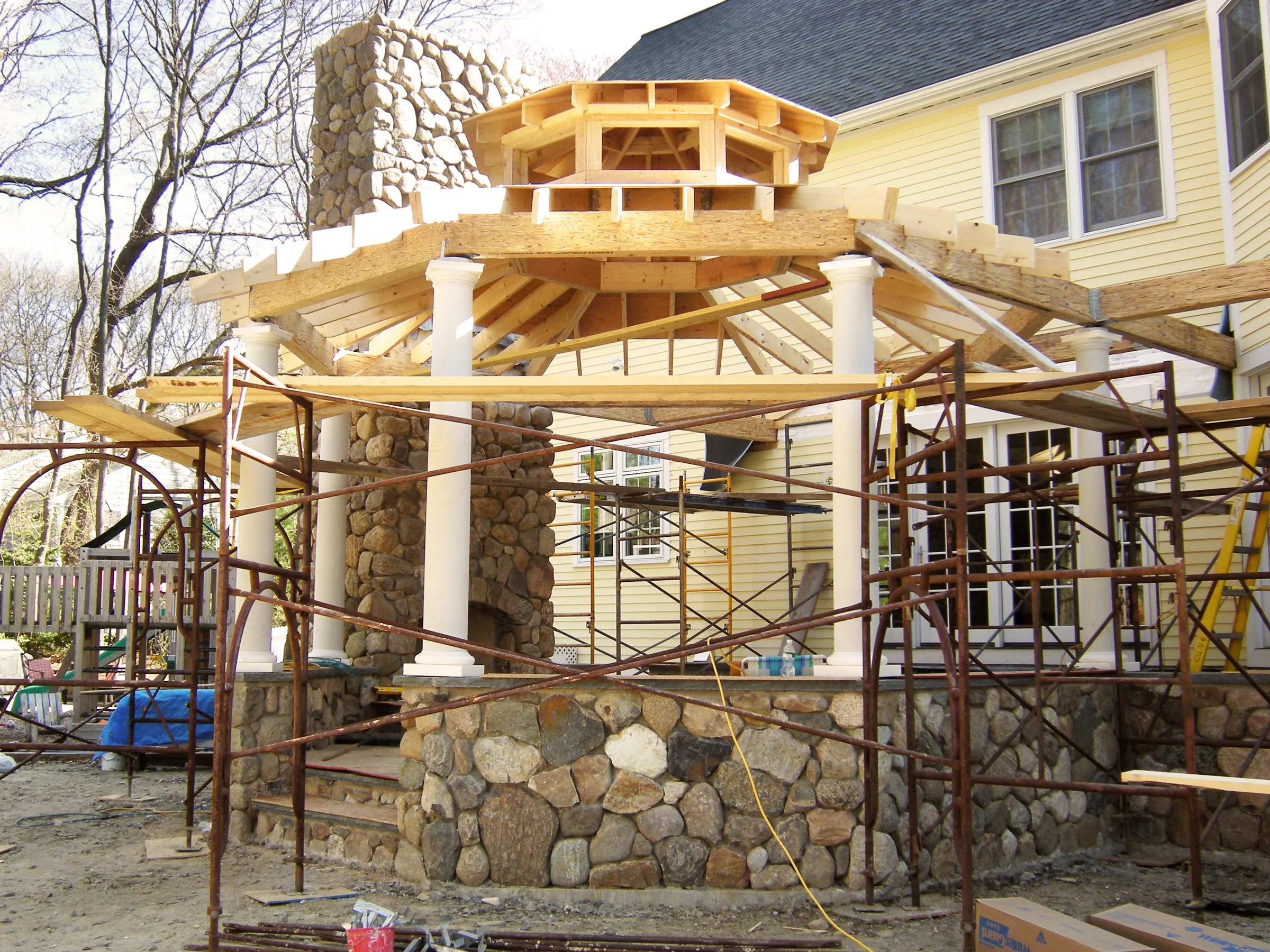 pergola framing of custom octagonal roof