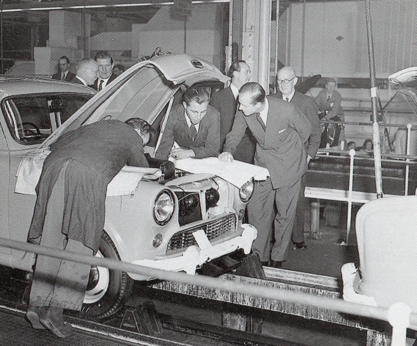 Prince Philip inspecting the assembly line