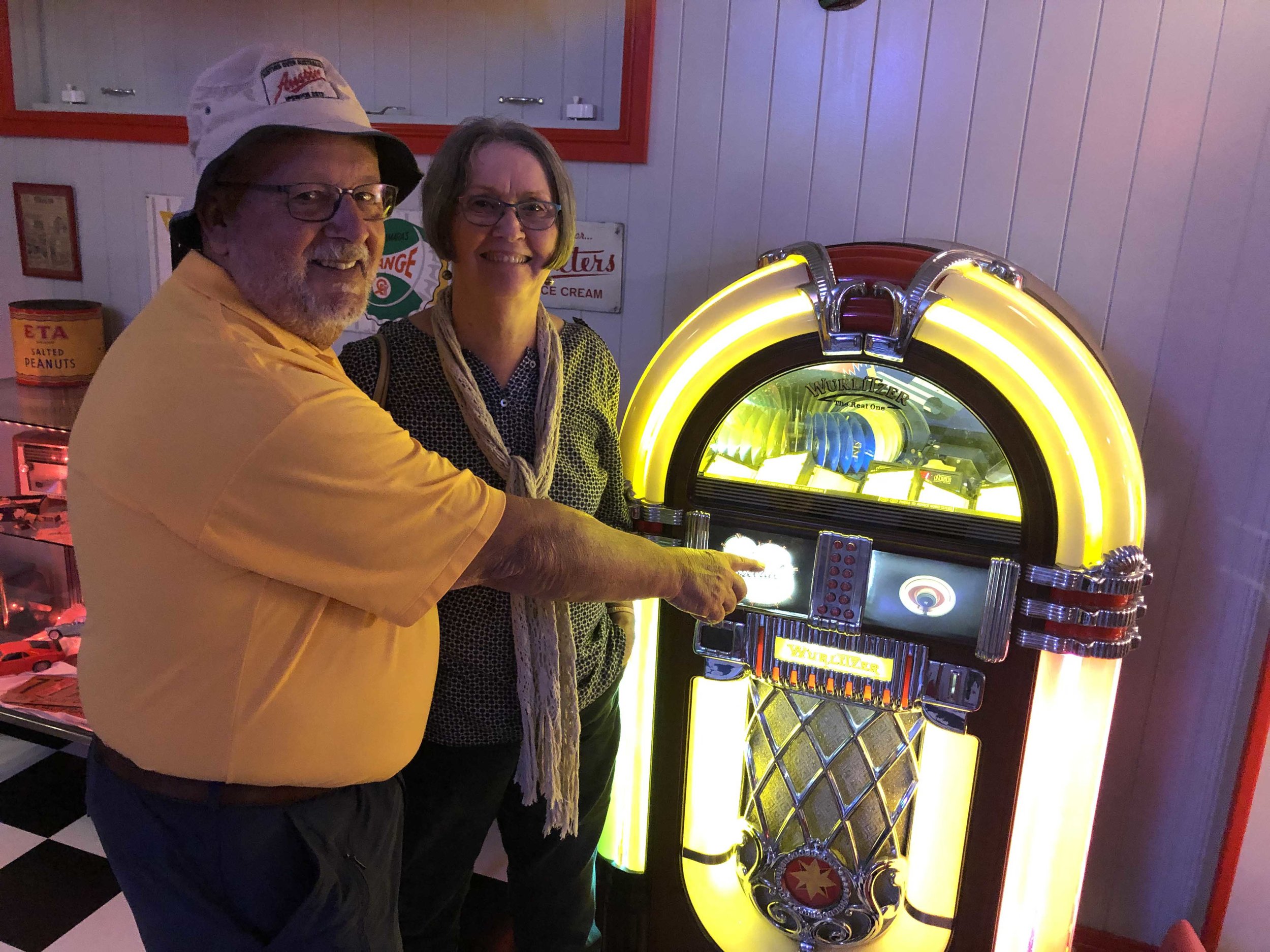 Ken and Diedre Parker selecting a love song on the Mighty Wurlitzer - Captain’s choice no less