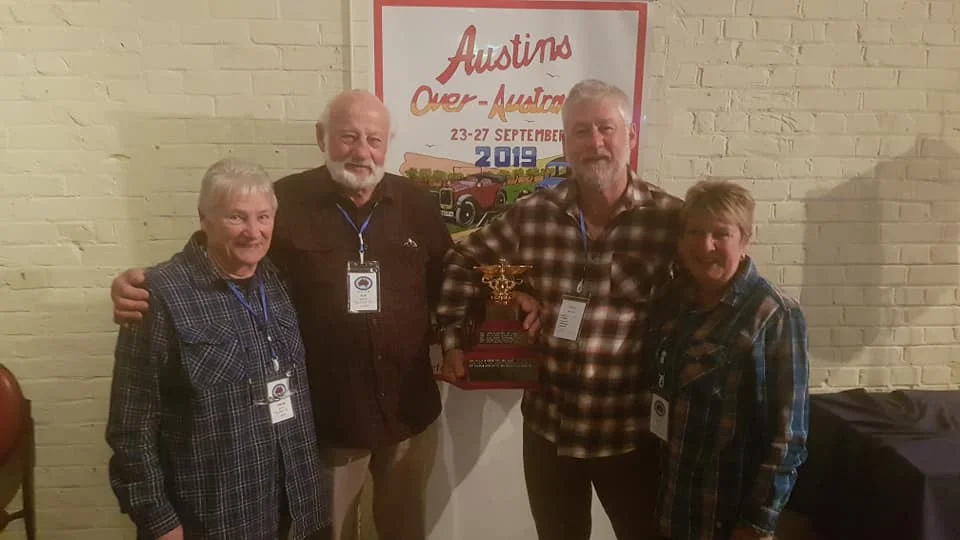 Steve, Jen, Bob and Andree Hayes with the Best Austin at AOA 2019 trophy