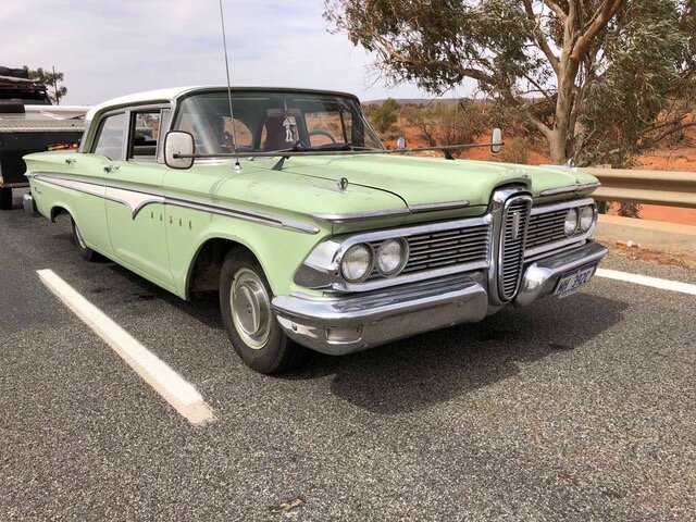 This 1959 Edsel was on its way back to WA and we caught up with him at roadworks just out of Wilcannia.