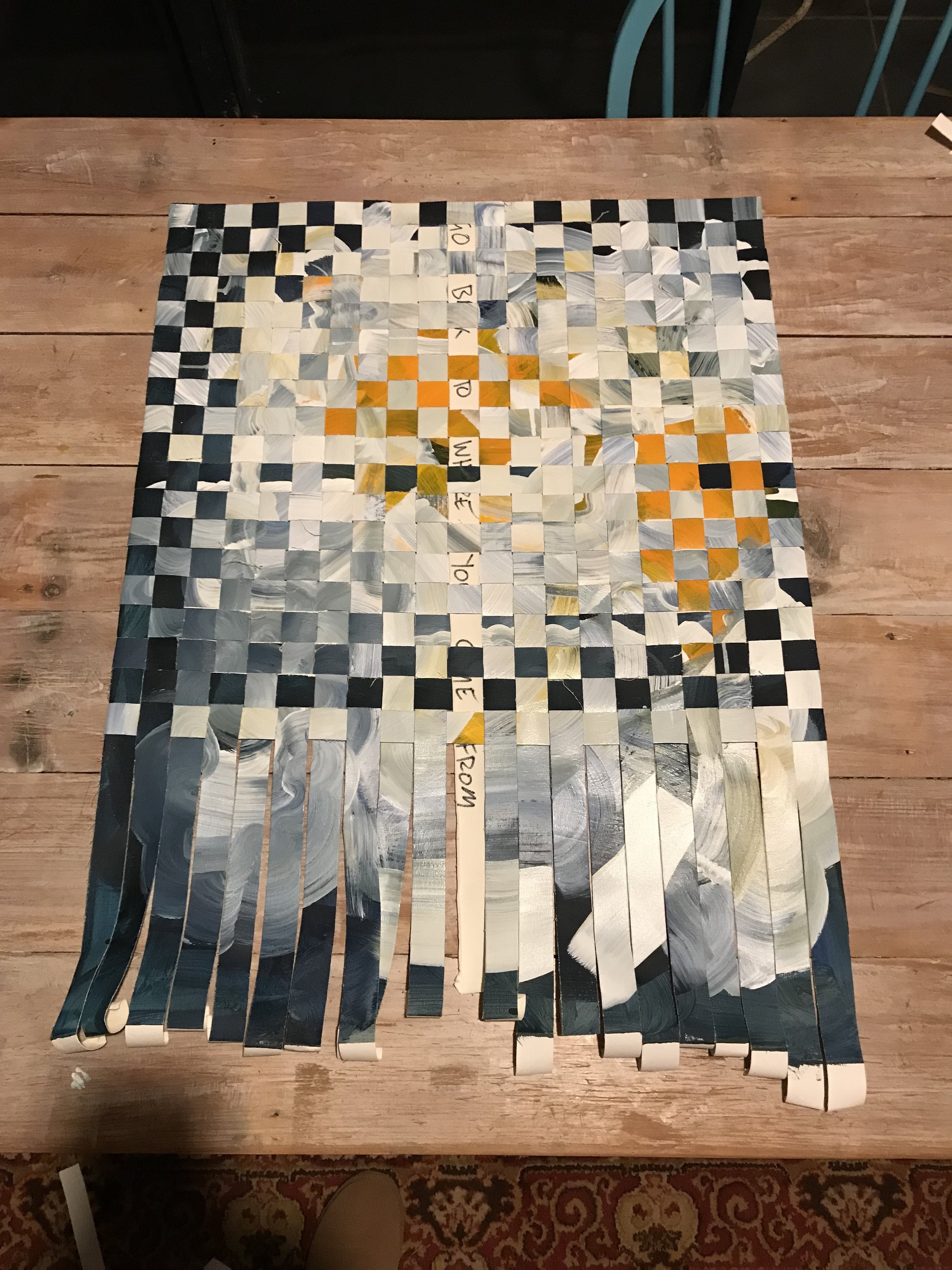 Experimenting with creating a banig with an old painting.